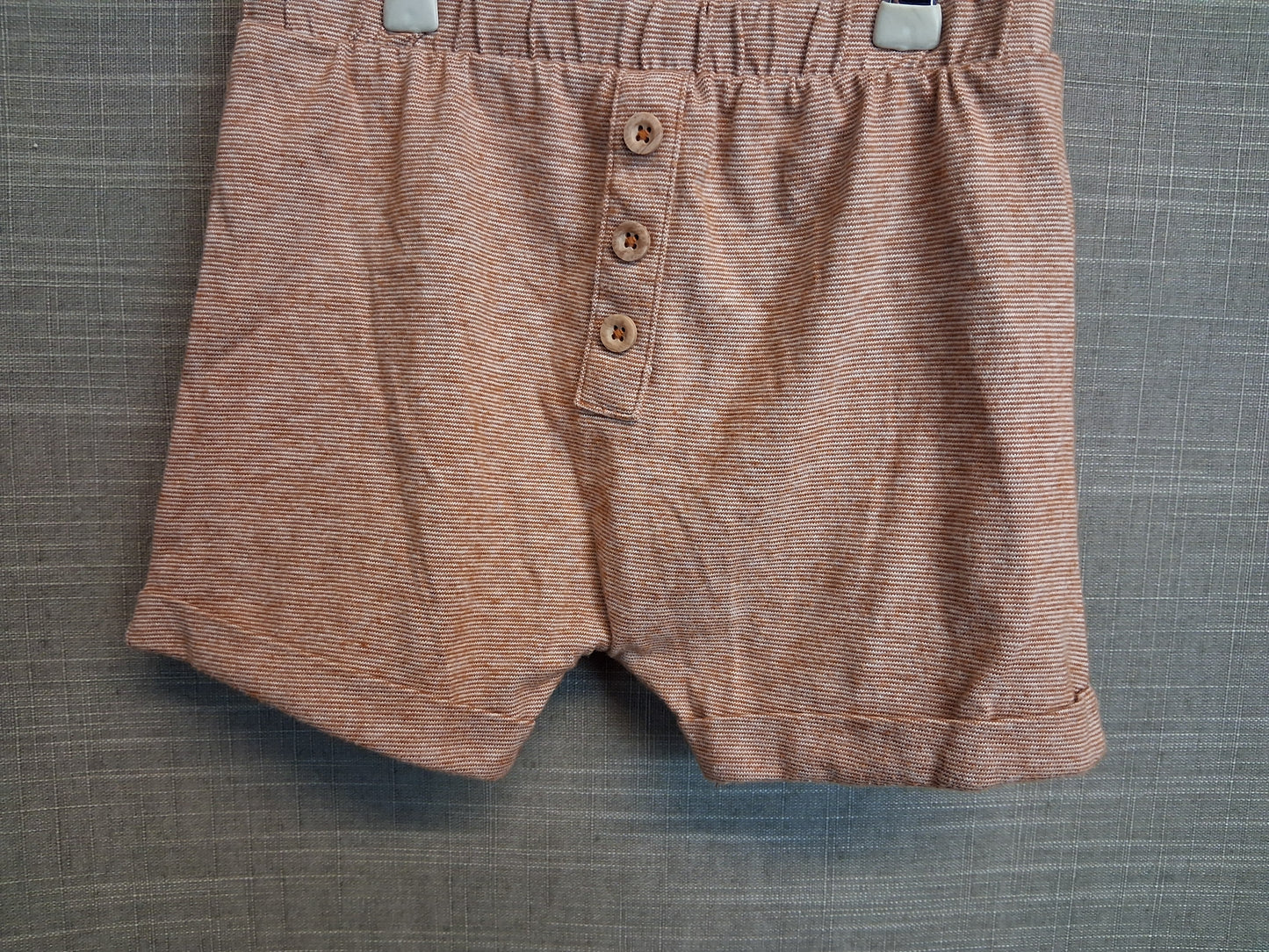 TU Boys Jersey Shorts Brown Stripe Age 6-9 Months