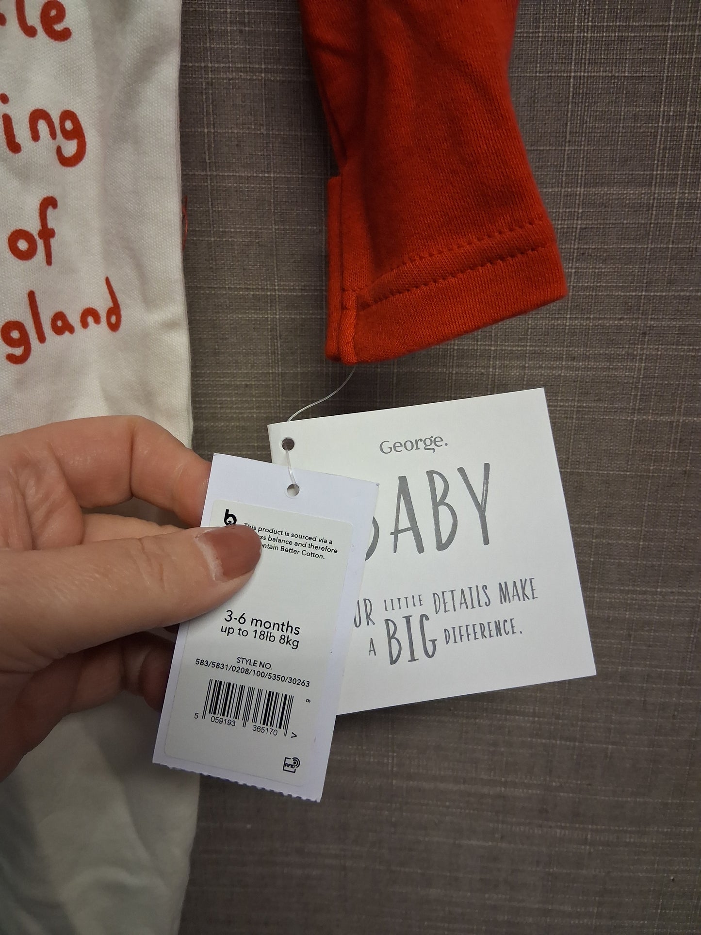 George Boys Lion Theme Sleepsuit White Red Age 3-6 Months New
