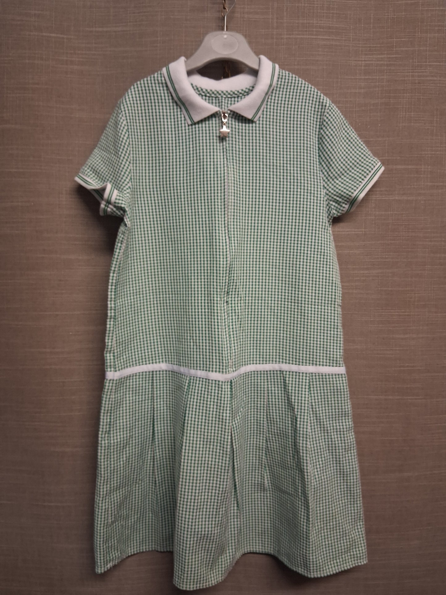 George Girls Green Gingham School Dress Age 9-10 Years
