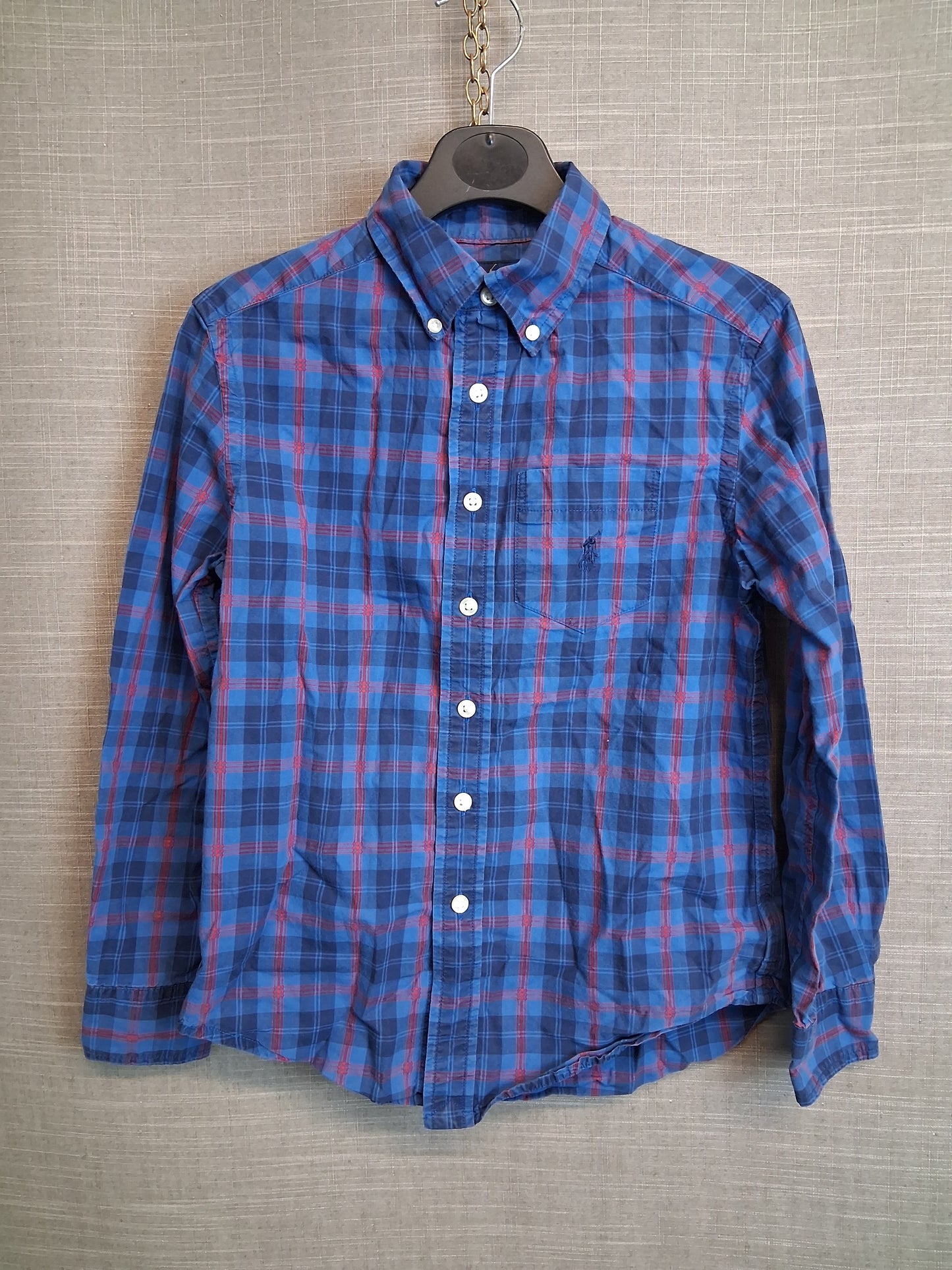 Ralph Lauren Boys Blue Check Shirt Long Sleeve Age 8 Years