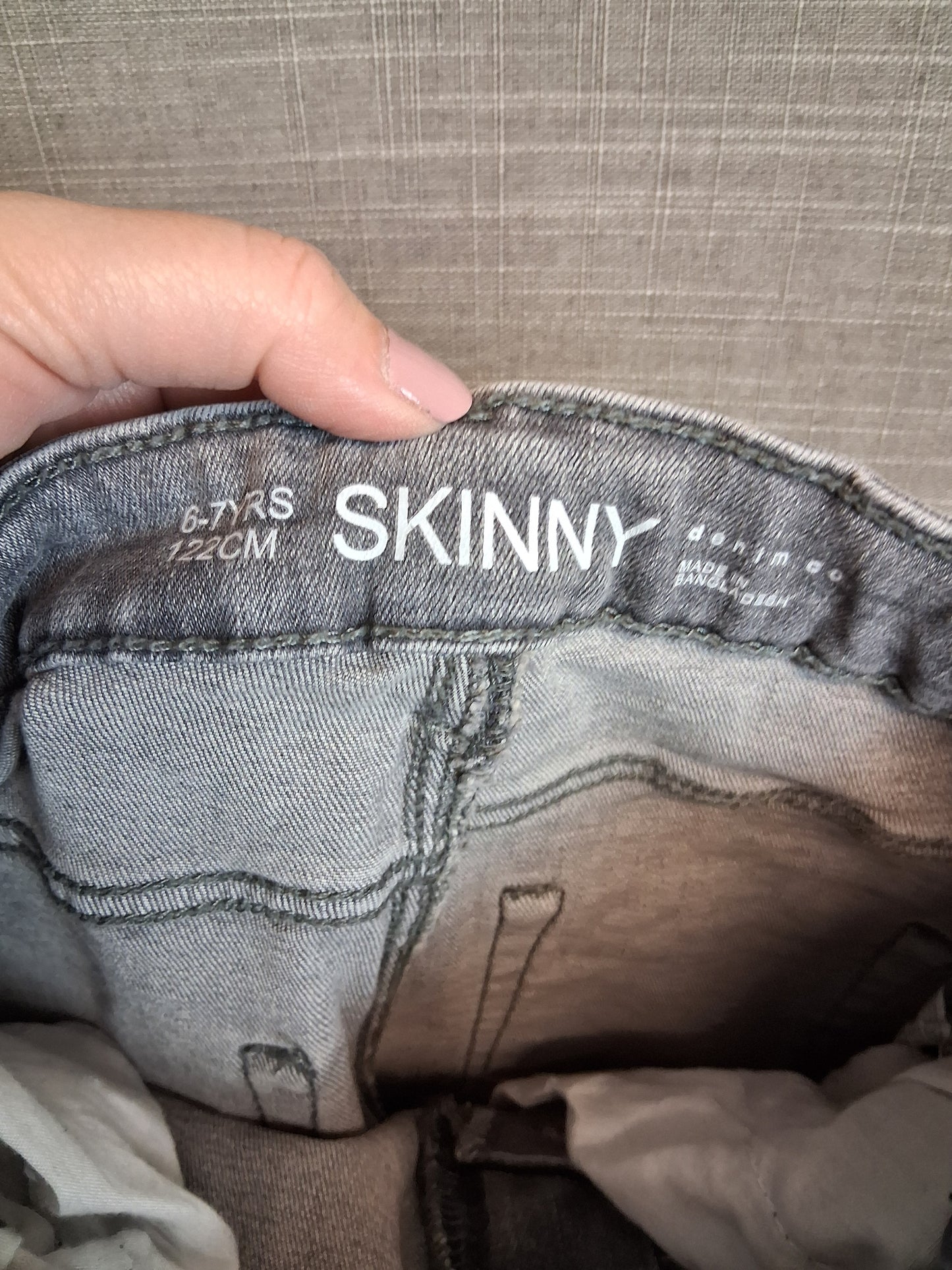 Primark Boys Grey Skinny Denim Jeans Age 6-7 Years