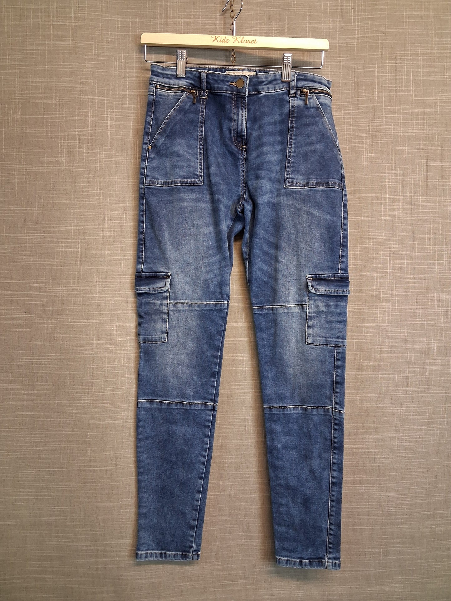 Next Girls Blue Denim Cargo Jeans Age 15 Years