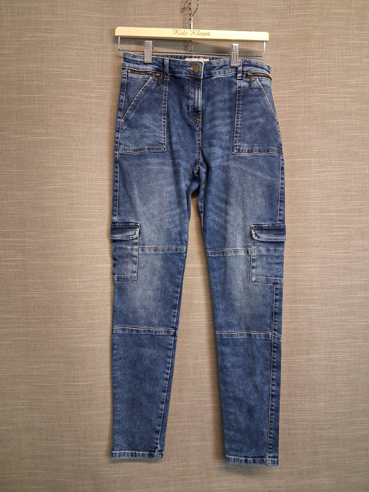 Next Girls Blue Denim Cargo Jeans Age 15 Years