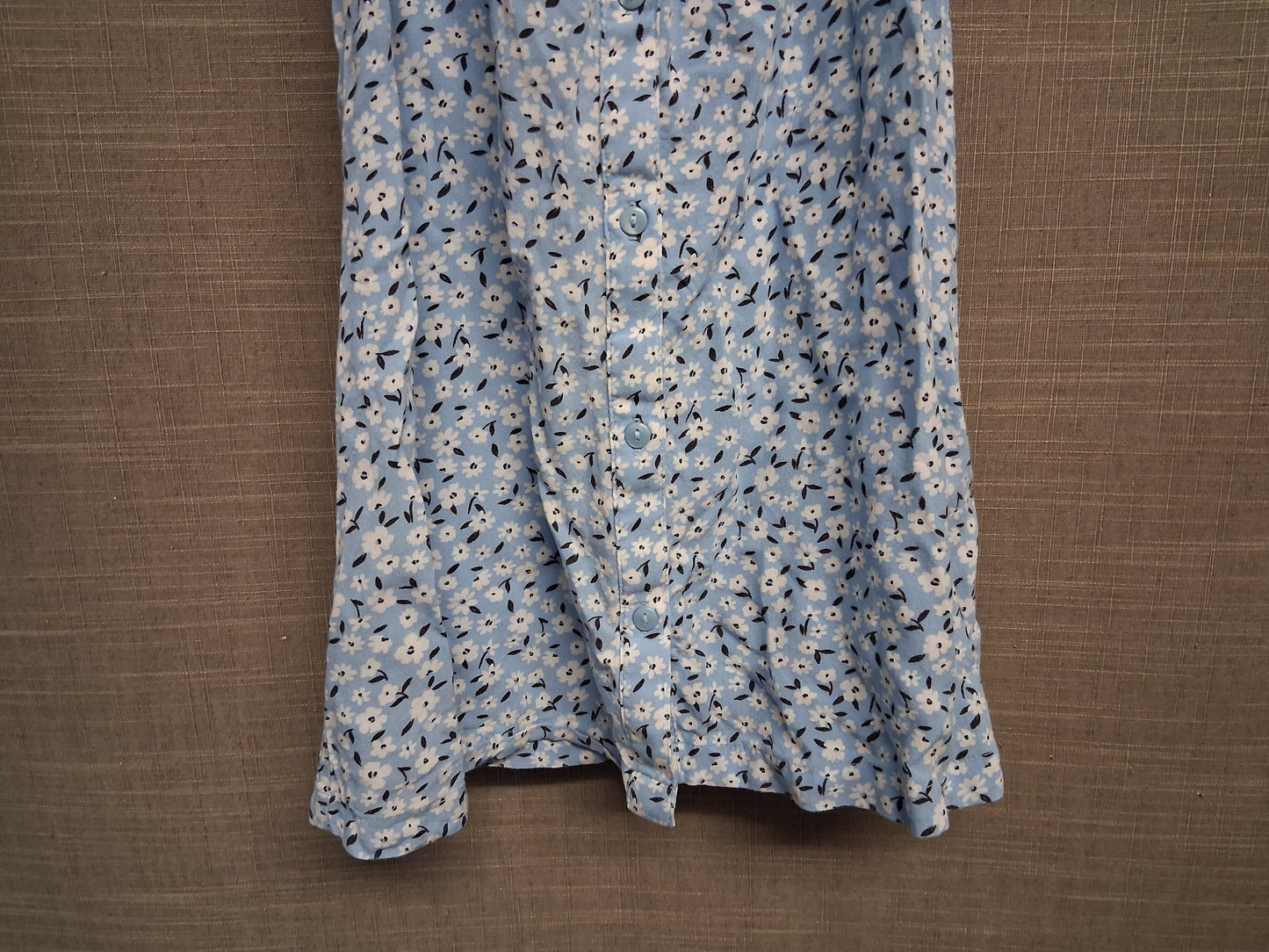 F&F Girls Blue Floral Sundress Button Front Lightweight Age 6-7 Years