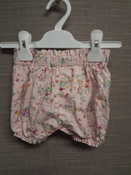 Next Girls Pink Floral Shorts Age 3-6 Months 100% Cotton