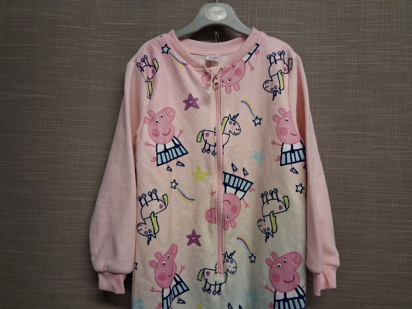 Peppa Pig Pink All in One Onsie Fleece Full Zip Age 7-8 NWOTs