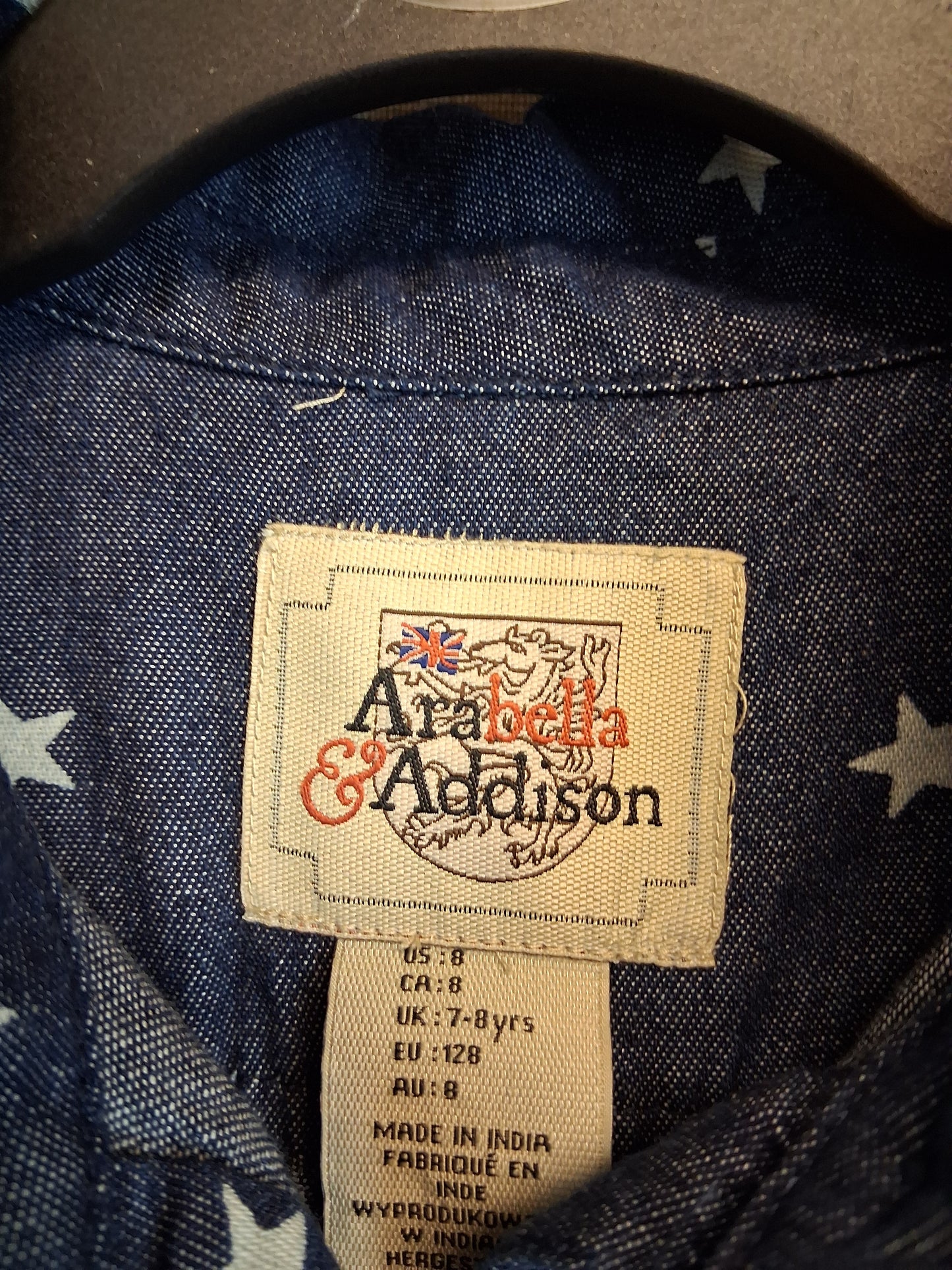 Arabella and Addison Girls Blue Denim Dress Age 7-8 Years Darkwash