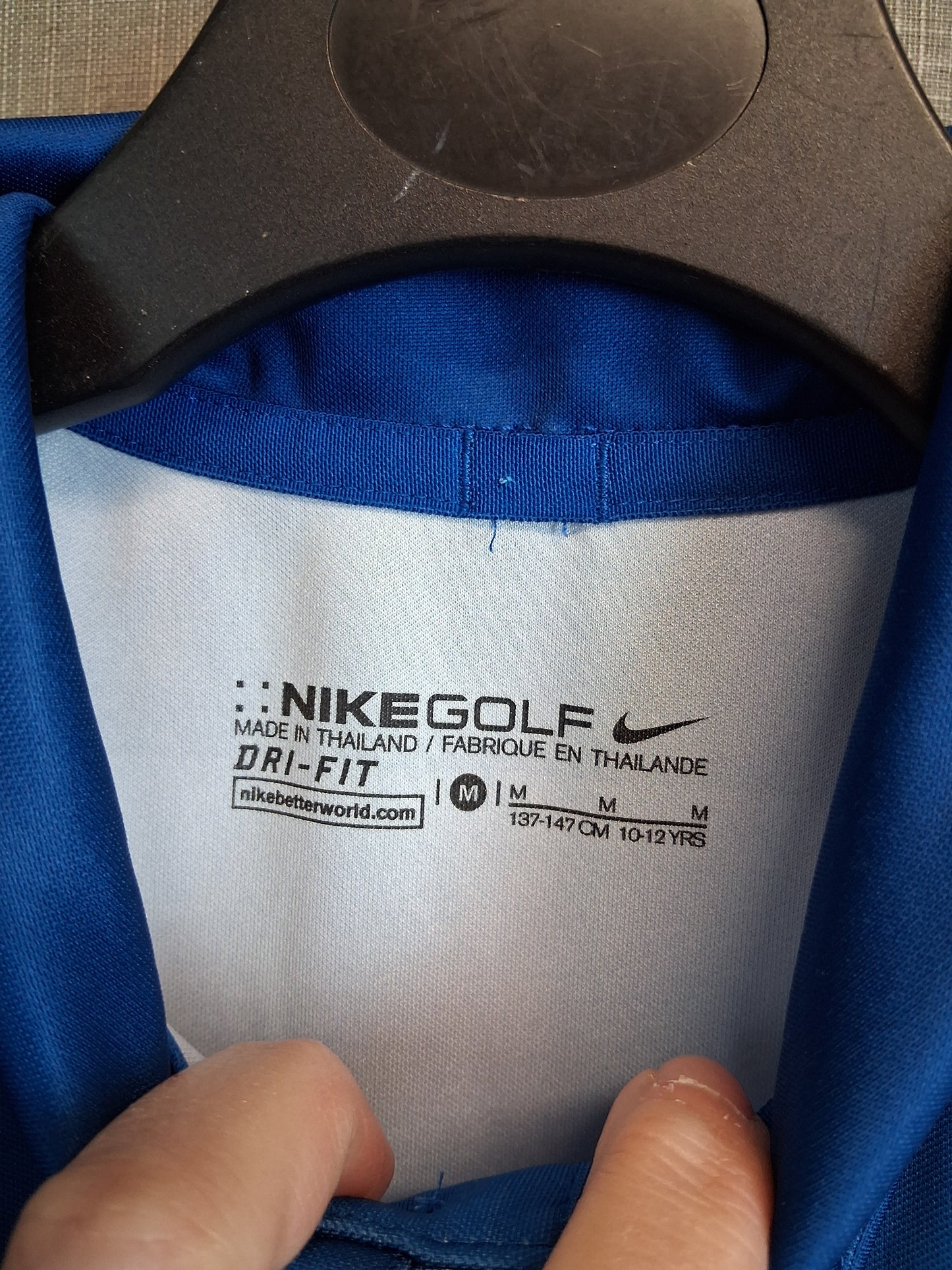 Nike Boys Golfing T-Shirt Blue Striped Short Sleeve Age 10-12 Years