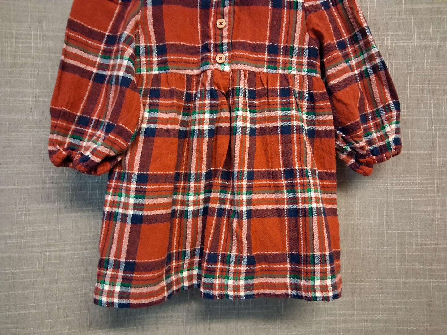 F&F Girls Red Tartan Dress Age 9-12 Months