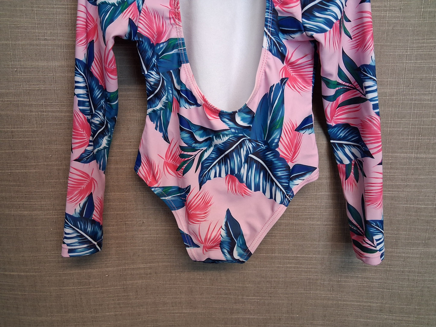 Shein Girls Pink Floral Long Sleeve Swimsuit One Piece Age 5 Years