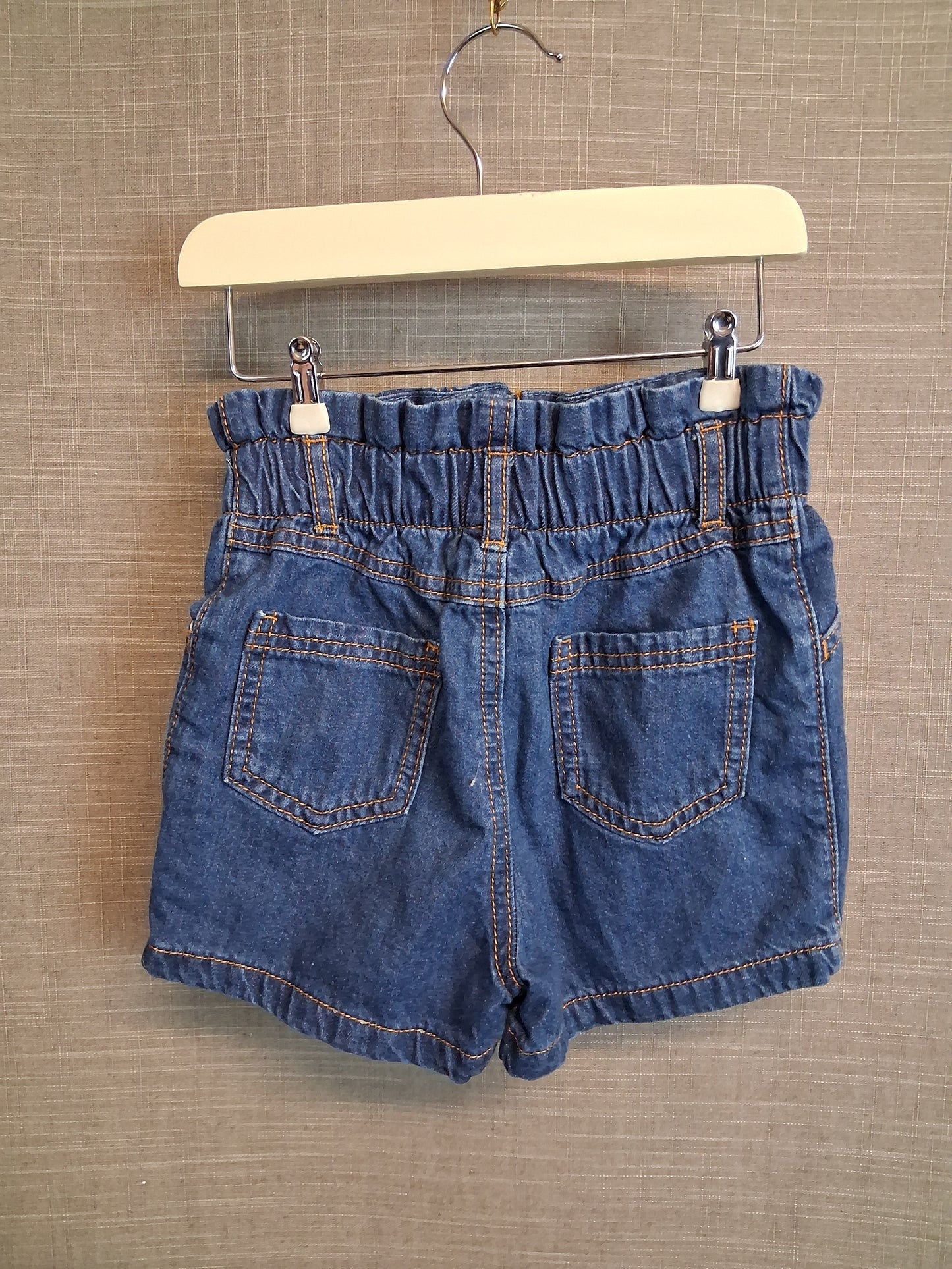 TU Girls Blue Denim Paperbag Shorts Rainbows Age 18-24 Months