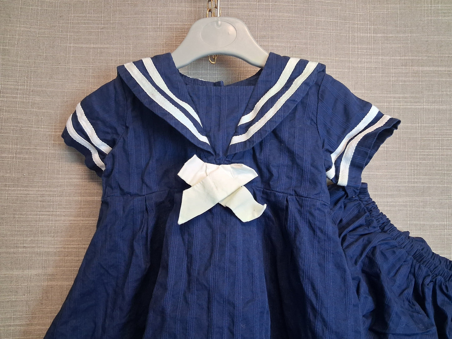 Billie Faiers George Girls Navy Sailor Style Dress With Matching Pants Age 9-12 Months