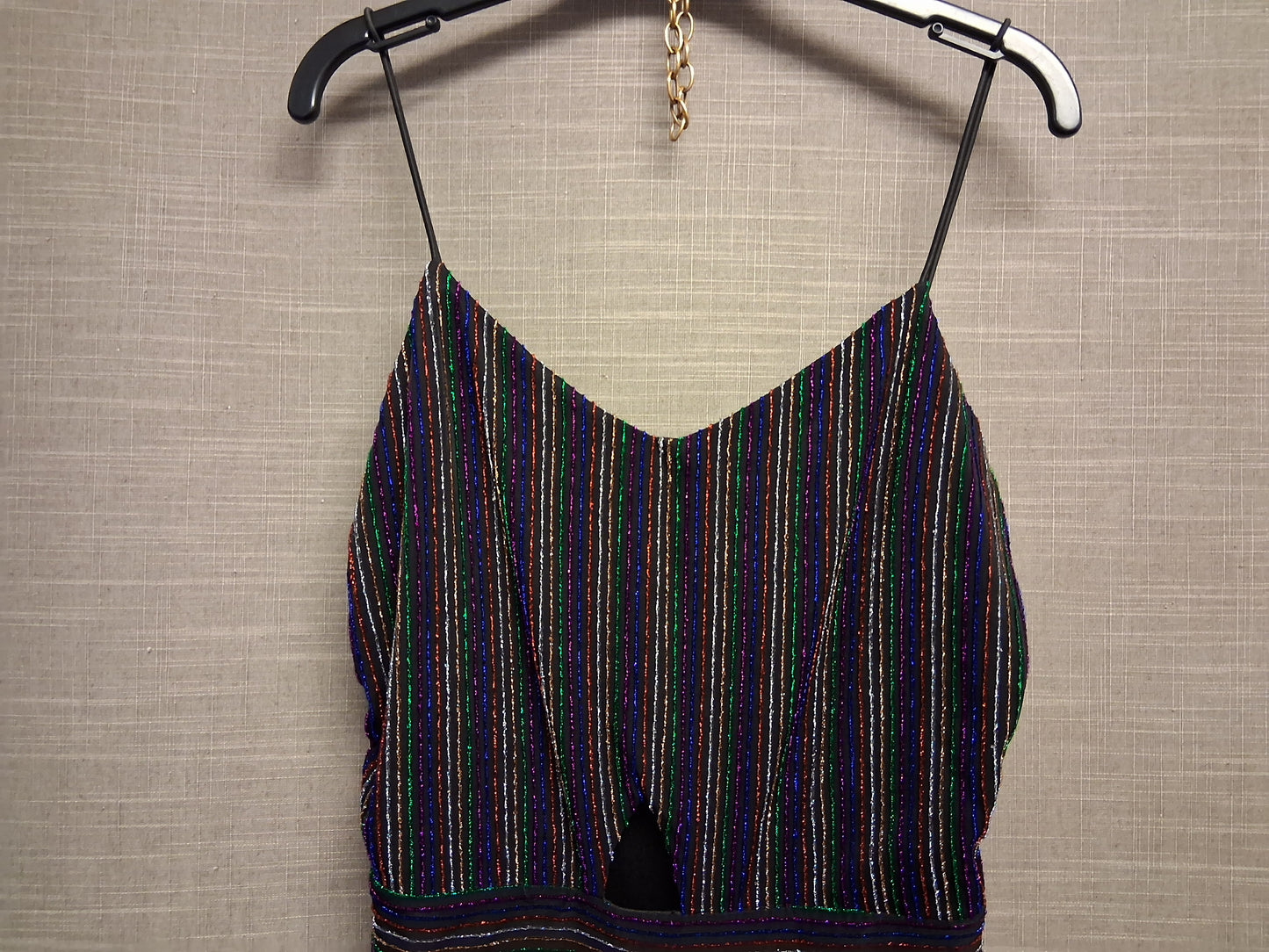 New Look Girls Black Glittery Multicolour Striped Playsuit Age 15 Years