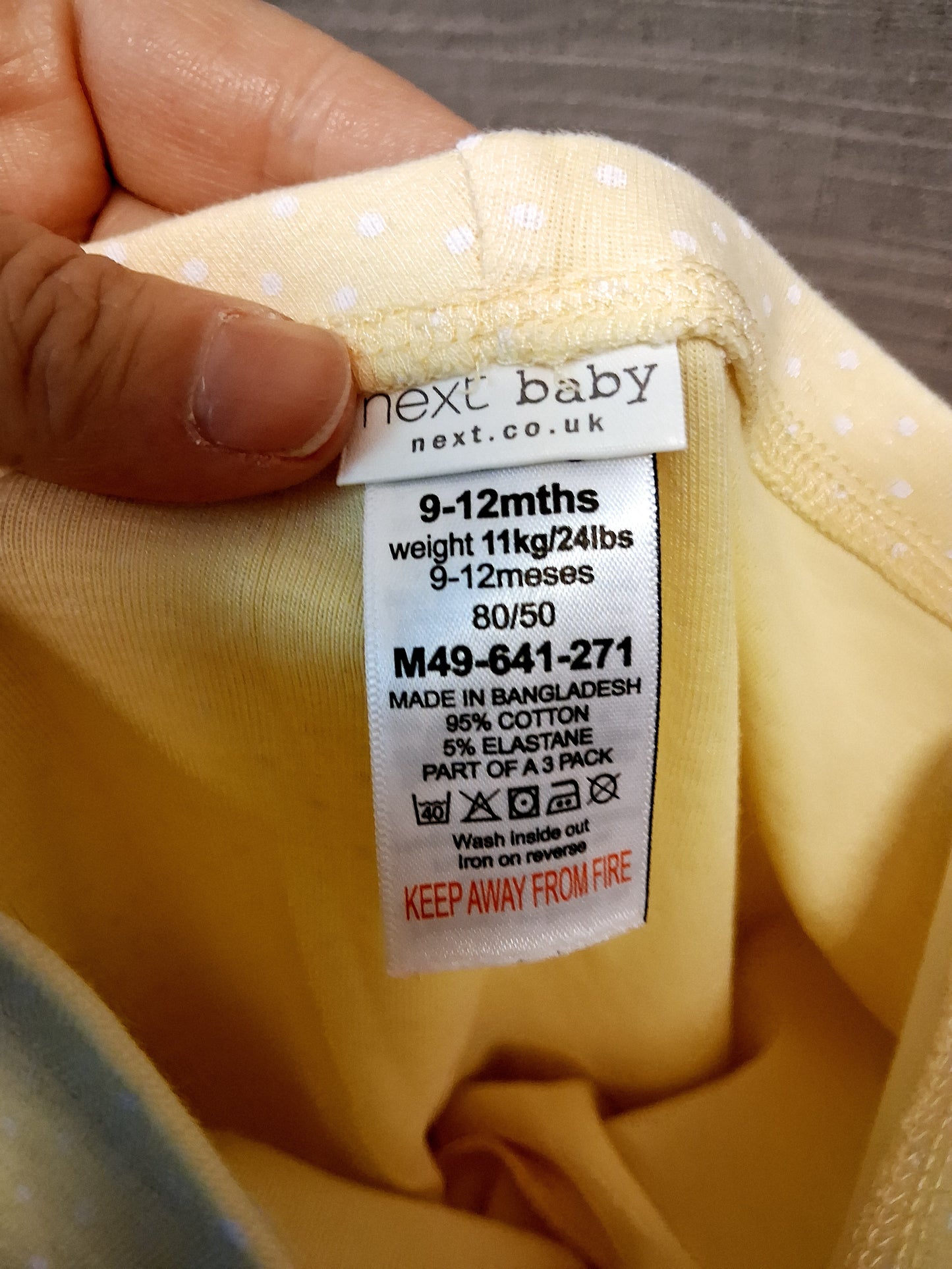 Next Girls Yellow Spotty Jersey Leggings Age 9-12 Months