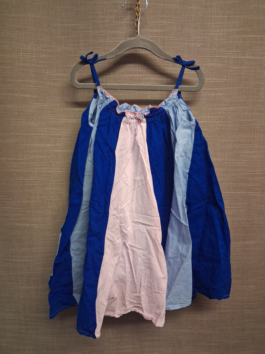 Marks and Spencer Blue Pink Tent Dress Layered Age 2-3 Years 100% Cotton