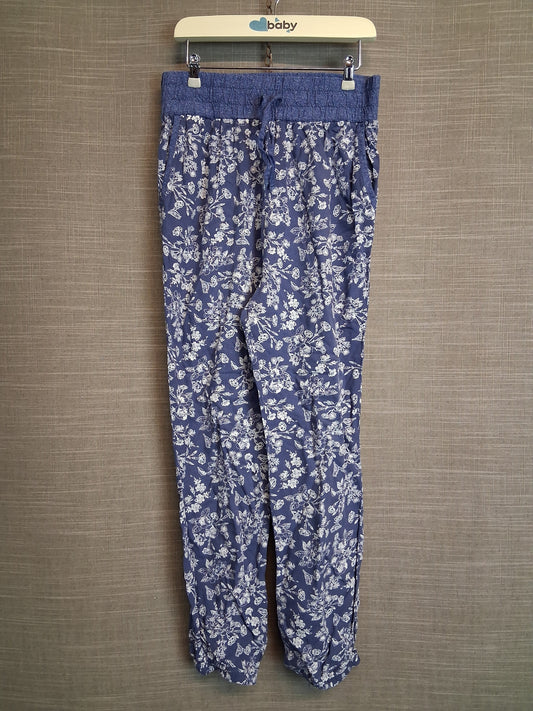 TU Girls Blue Floral Summer Trousers Age 8 Years