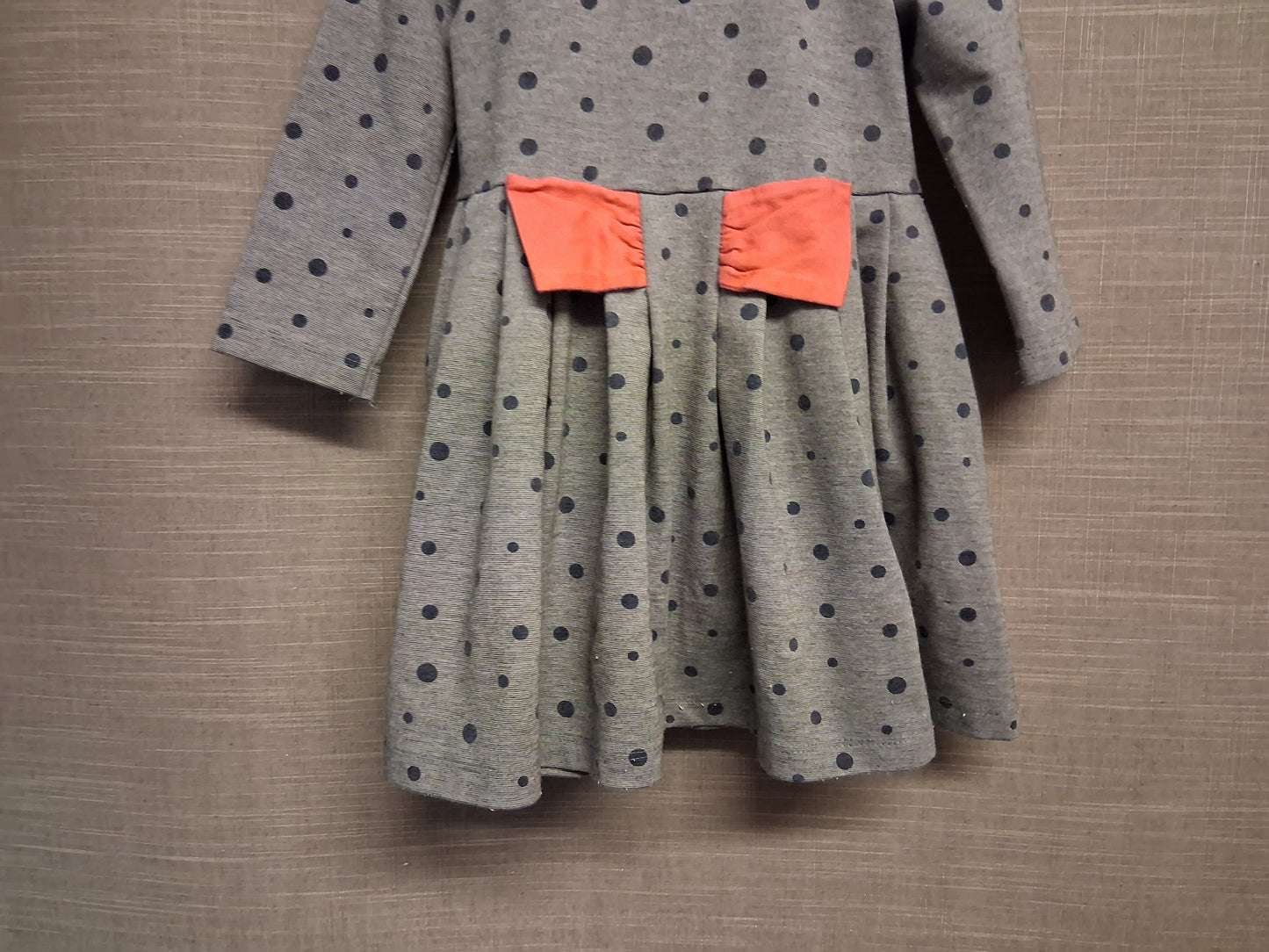 Mamas and Papas Grey Spotty A Line Dress Long Sleeve Age 18-24 Months