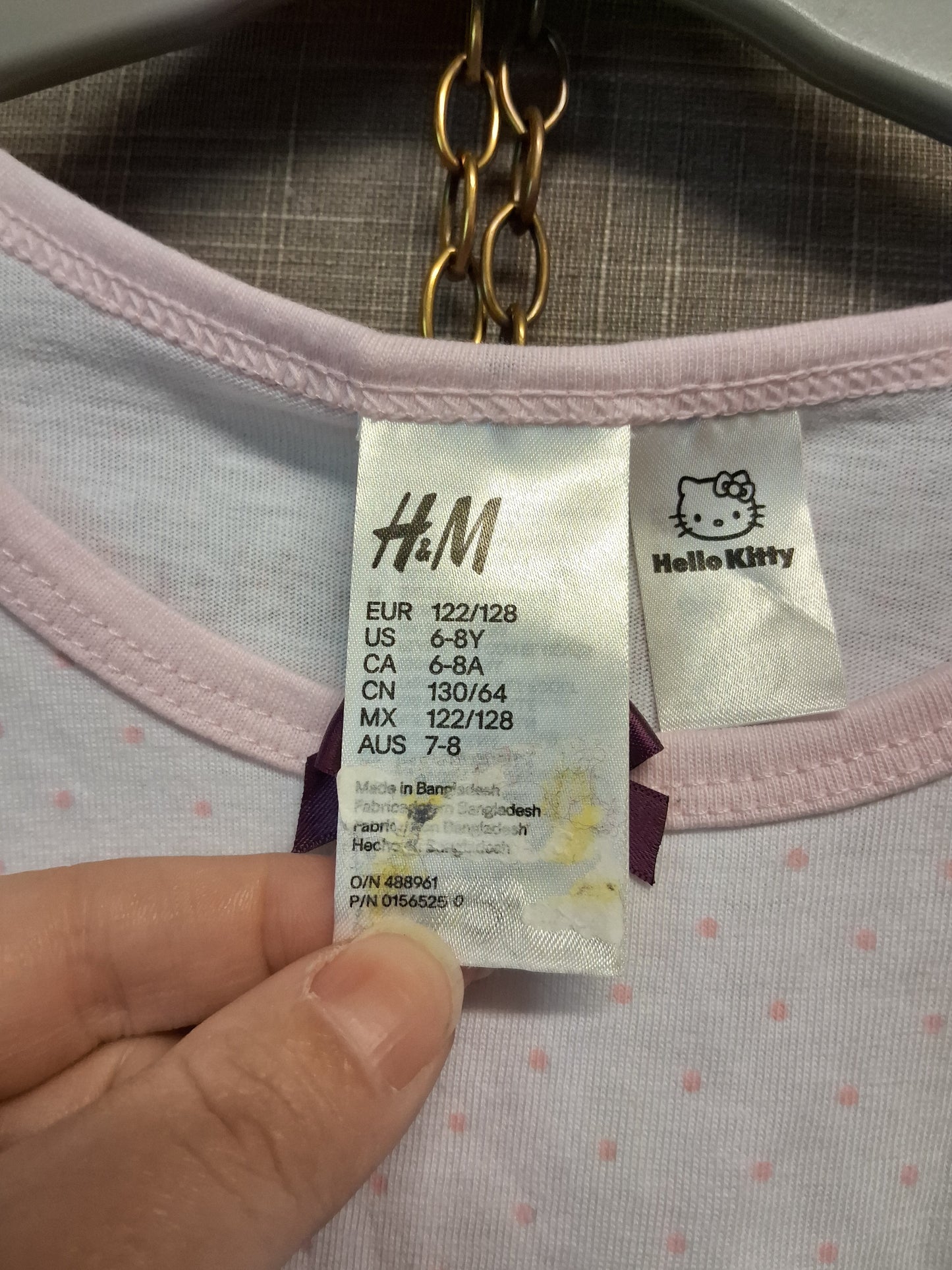 H&M Hello Kitty Long Sleeve Jersey Top T-Shirt Age 6-8 Years