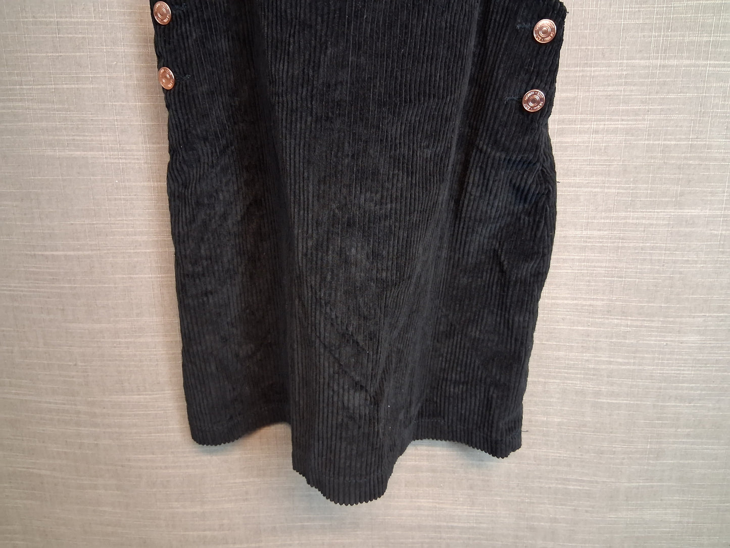 F&F Girls Black Corduroy Pinafore  Dress Age 13-14 years