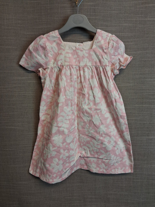 H&M Girls Pink Floral Dress Age 2-3 Years 100% Cotton New
