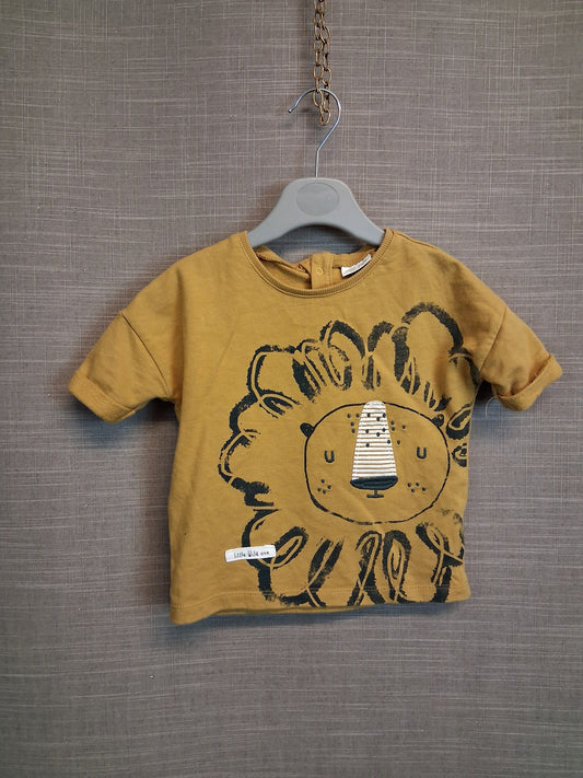 Next Boys Yellow Lion Short Sleeve Sweater Age 9-12 Months