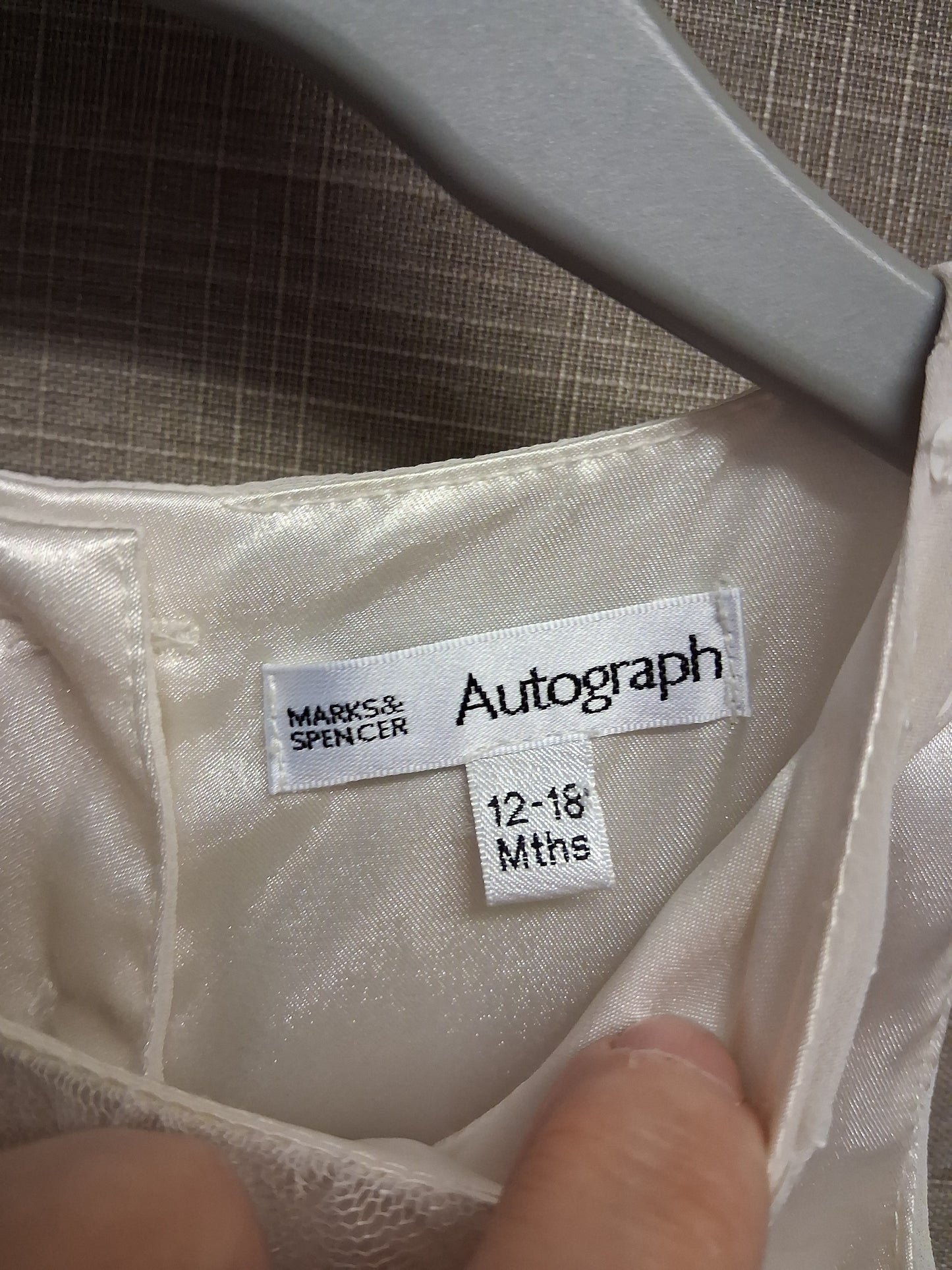 Autograph Marks And Spencer Ivory Special Occasion Dress Age 12-18 Months Sequin Trim
