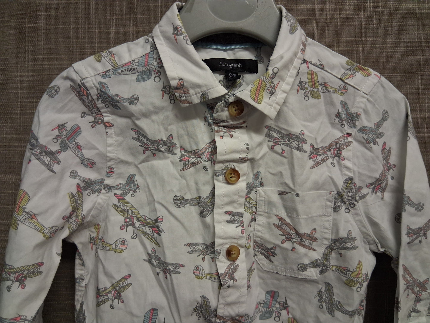 Marks and Spencer Boys Plane Theme Long Sleeve Shirt Age 12-18 Months