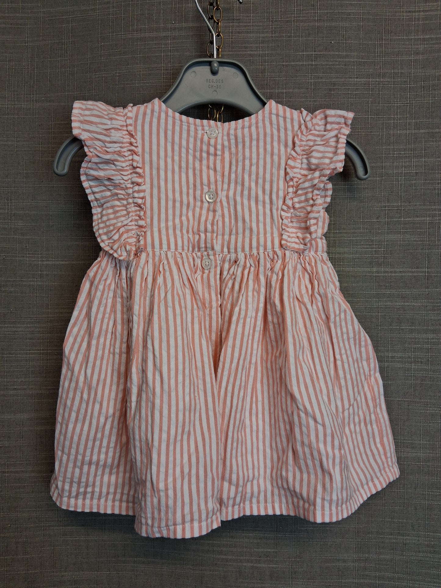 George Girls Pink White Stripe Dress Age 3-6 Months