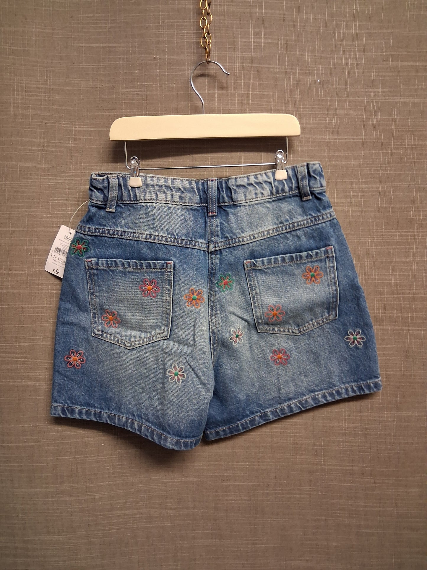 Nutmeg Girls Denim Floral Shorts Age 11-12 Years New