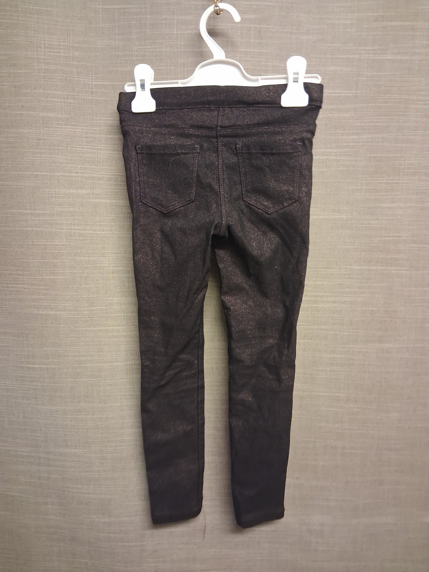 Next Girls Skinny Jeggings Black Pink Glitter Denim Age 7 Years