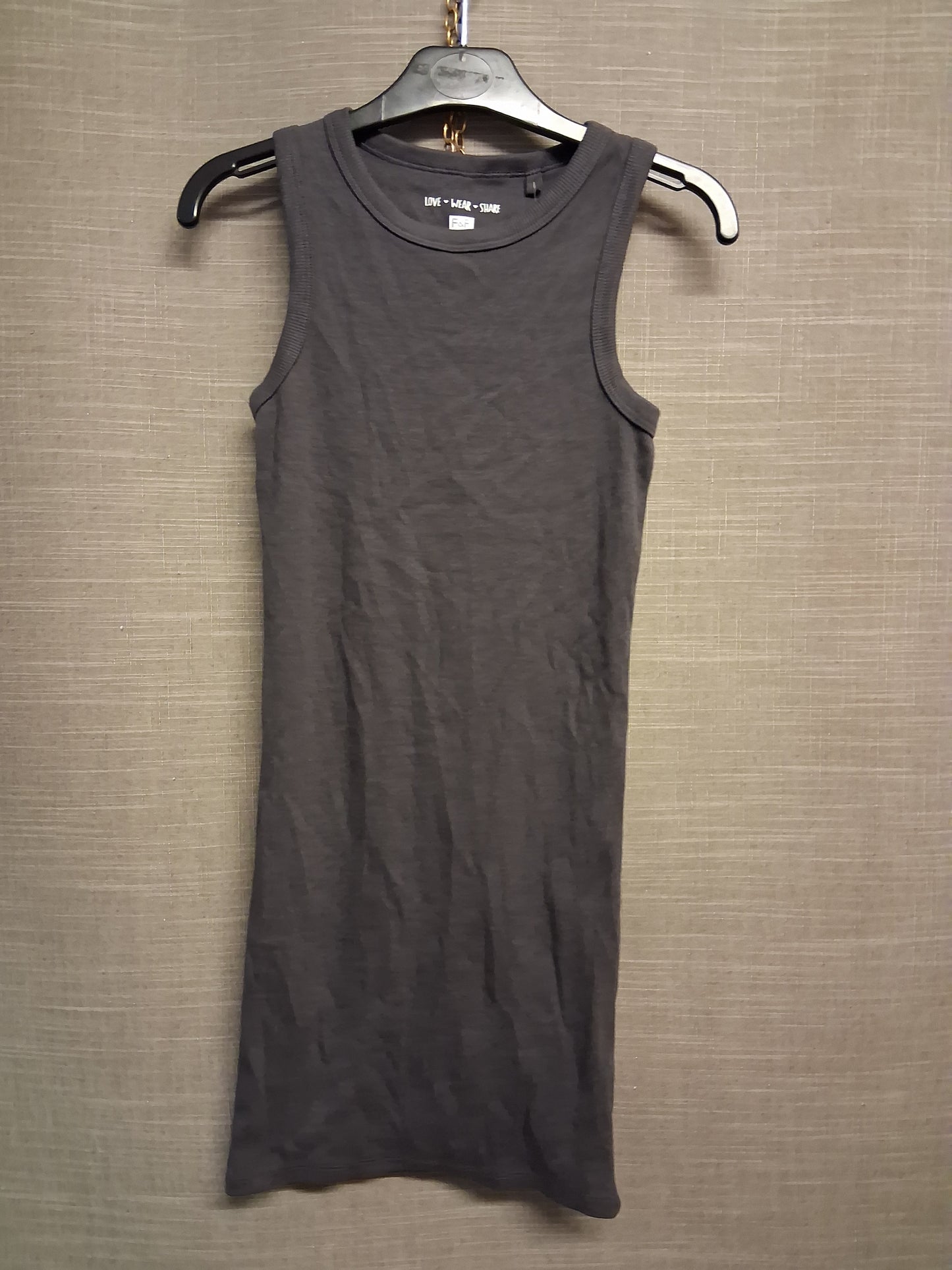 F&F Grey Jersey Ribbed Tank Vest Dress Age 9-10 Years