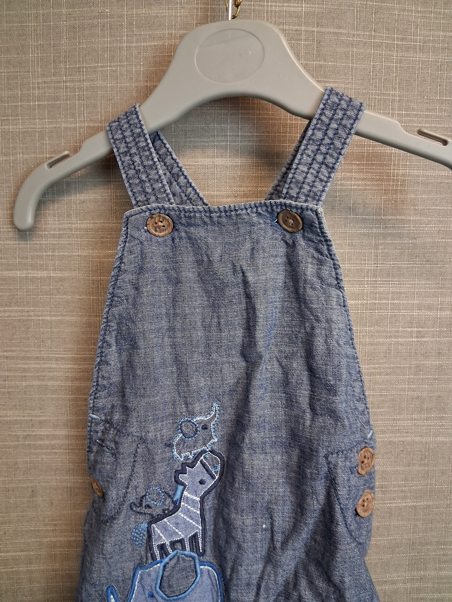 Nutmeg Boys Denim Dungarees Blue Age 3-6 Months