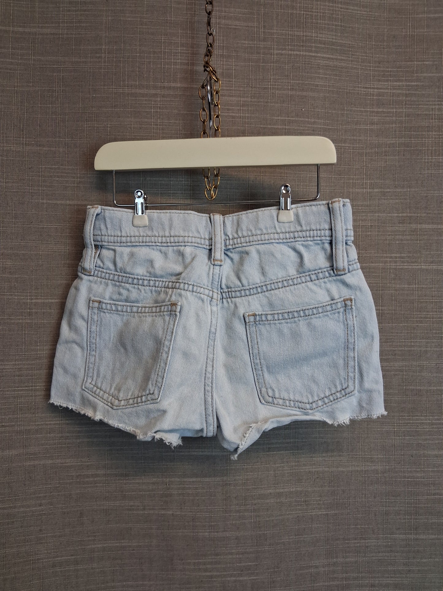 F&F Girls Light Blue Denim Shorts Age 6-7 Years Frayed Hem