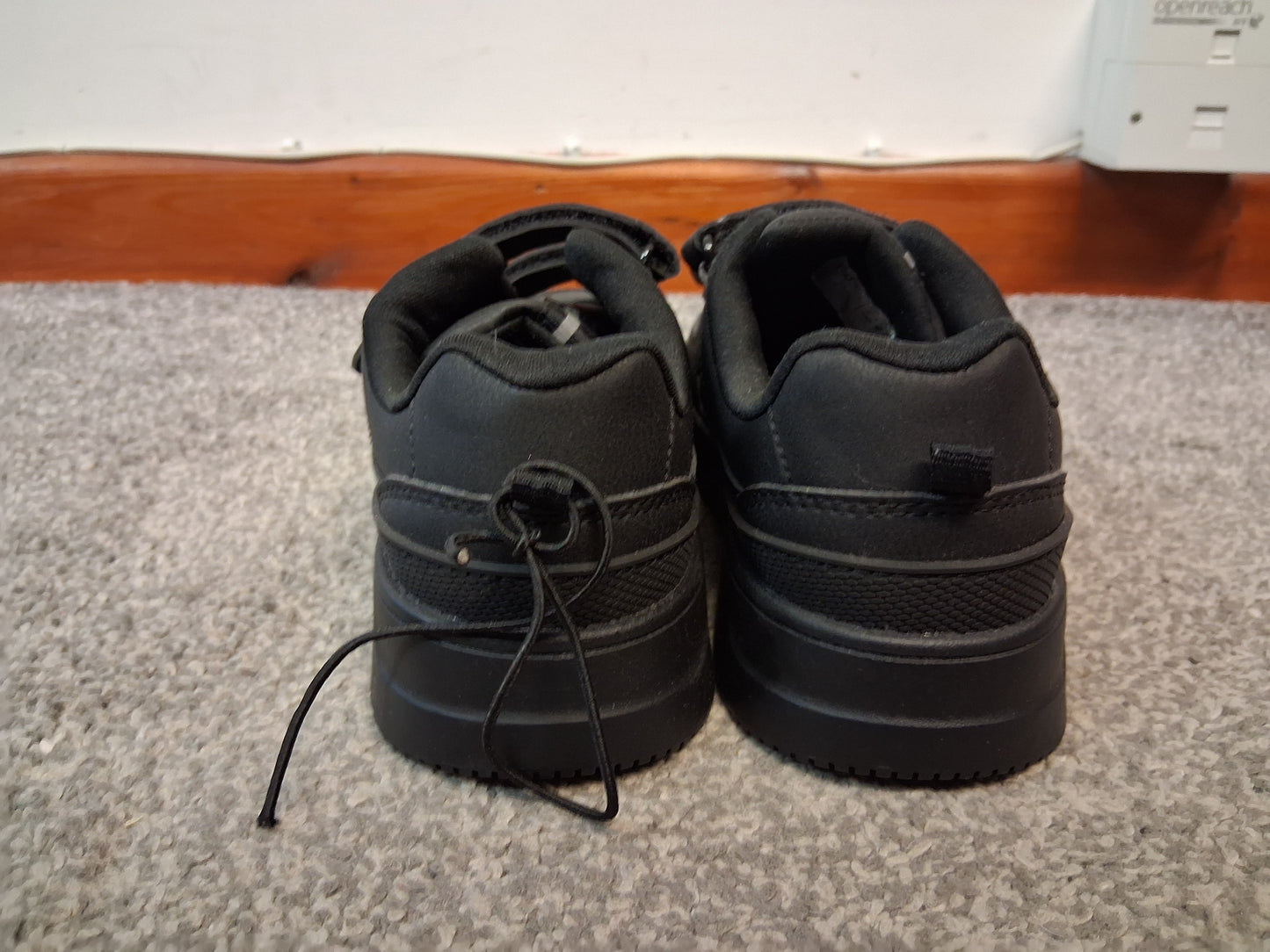 F&F Boys Black School Shoes Double Strap Size 3 New