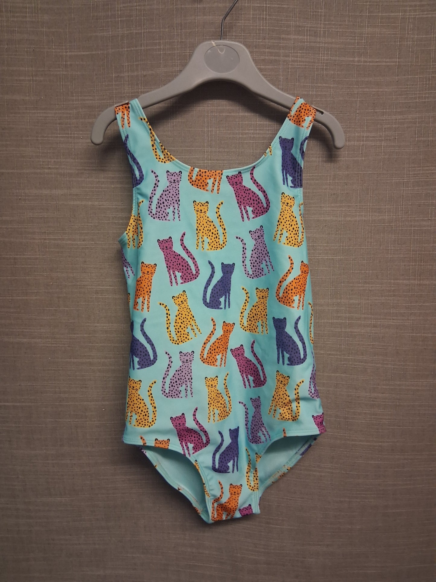 TU Girls Blue Cat Print Swimsuit One Piece Age 7 Years