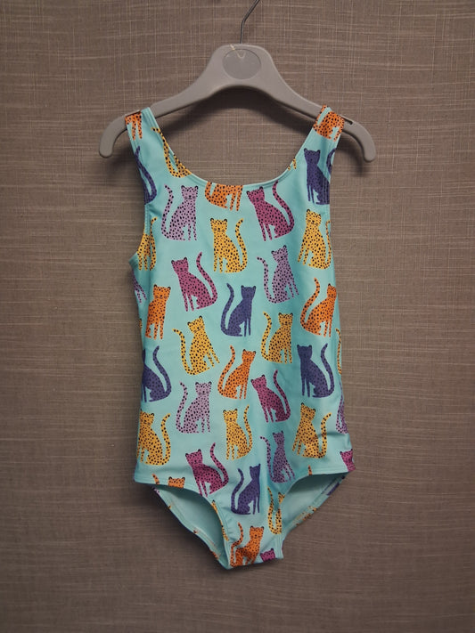 TU Girls Blue Cat Print Swimsuit One Piece Age 7 Years