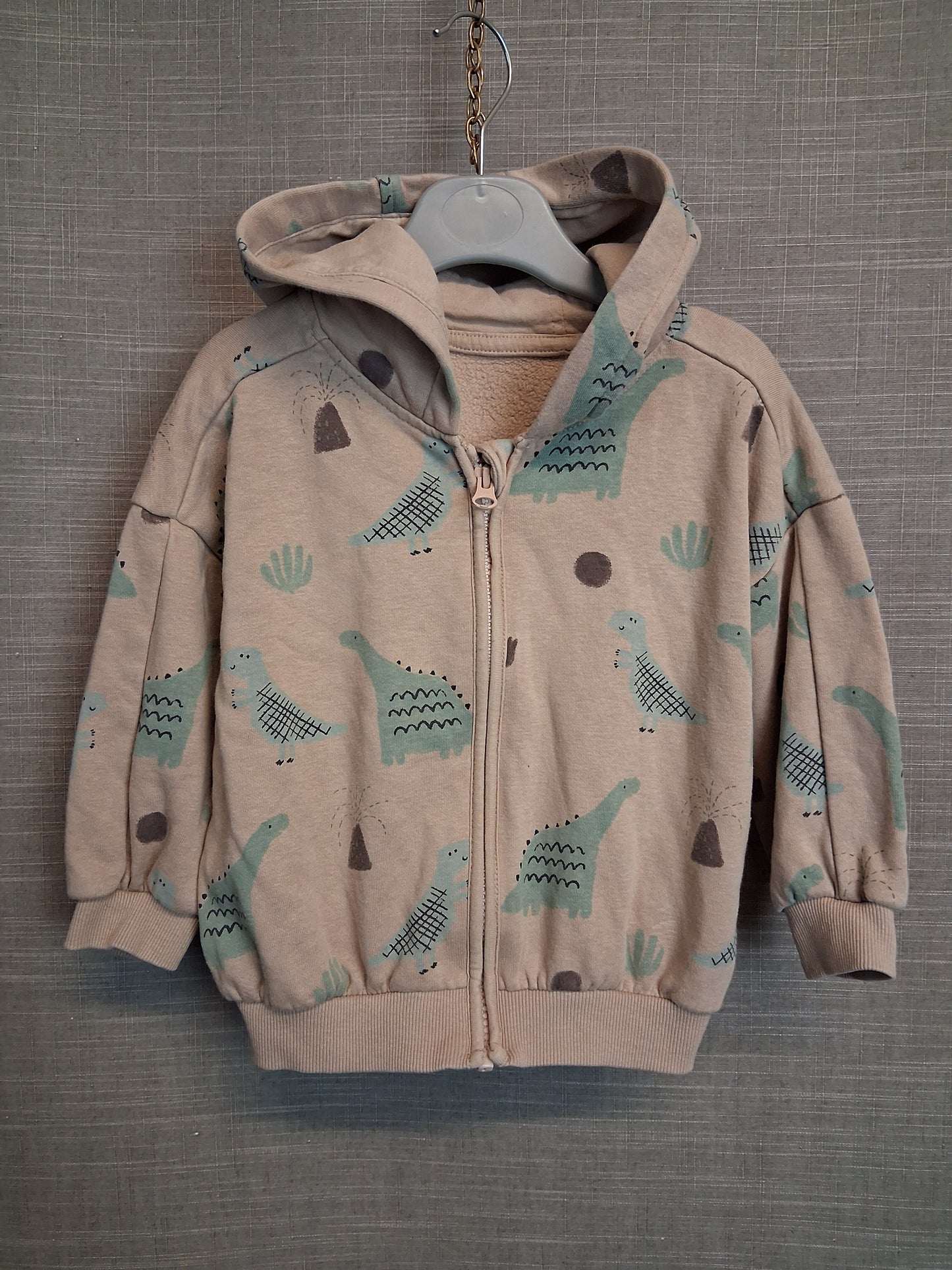 George Boys Brown Full Zip Hoodie Dinosaur Theme Age 12-18 Months