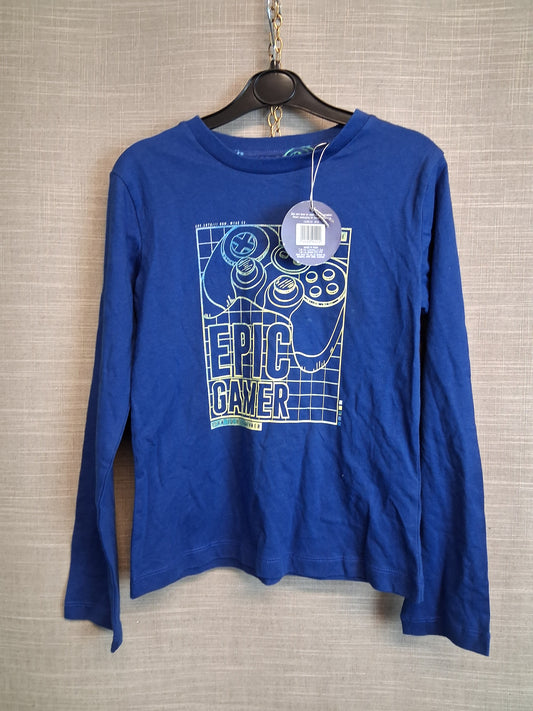 Kids Fun! Boys Blue Long Sleeve T-Shirt Gamer Age 9-10 Years New