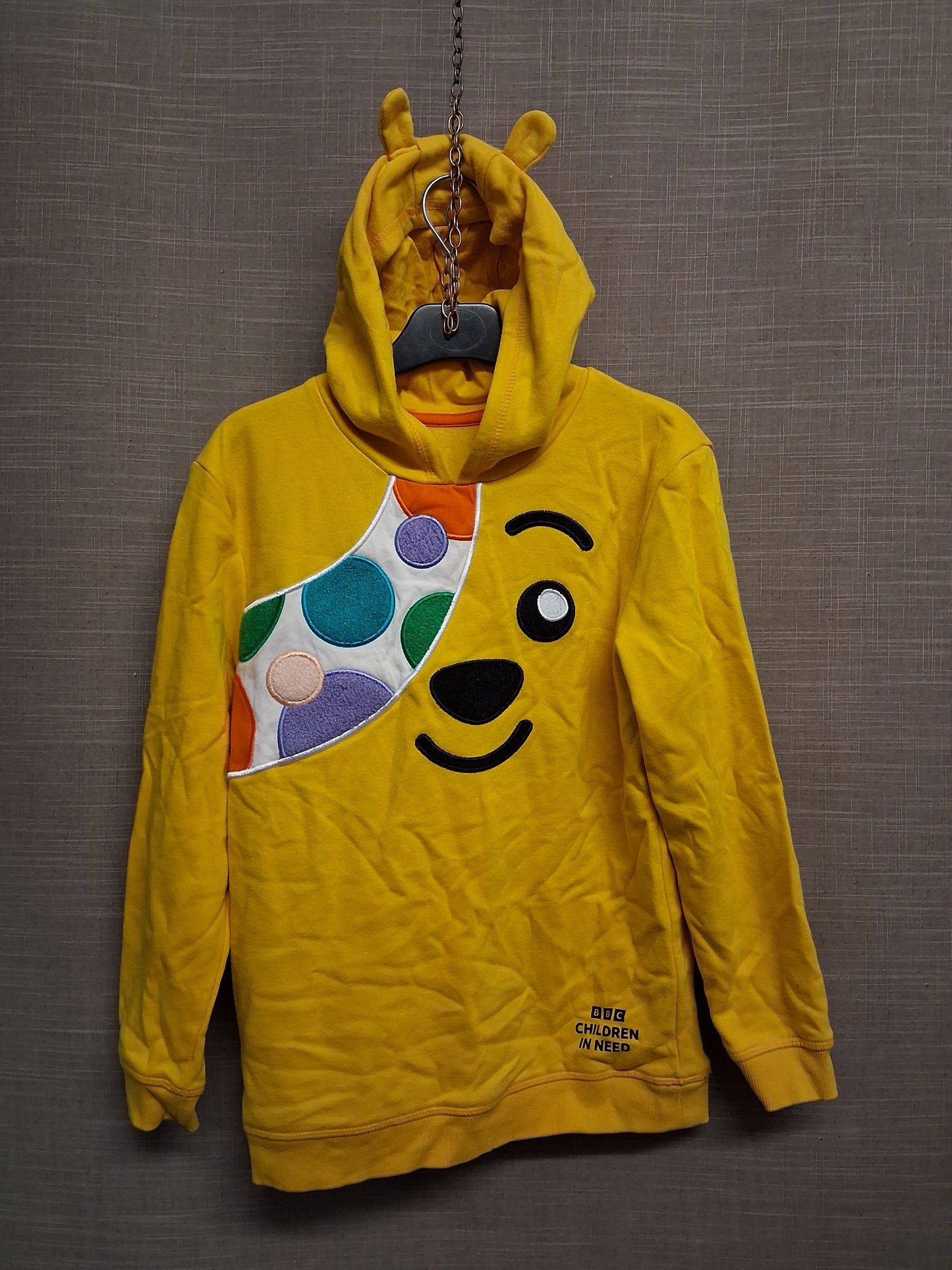 George Unisex "Pudsey" Children in Need Yellow Hoodie Long Sleeve Age 9-10 Years