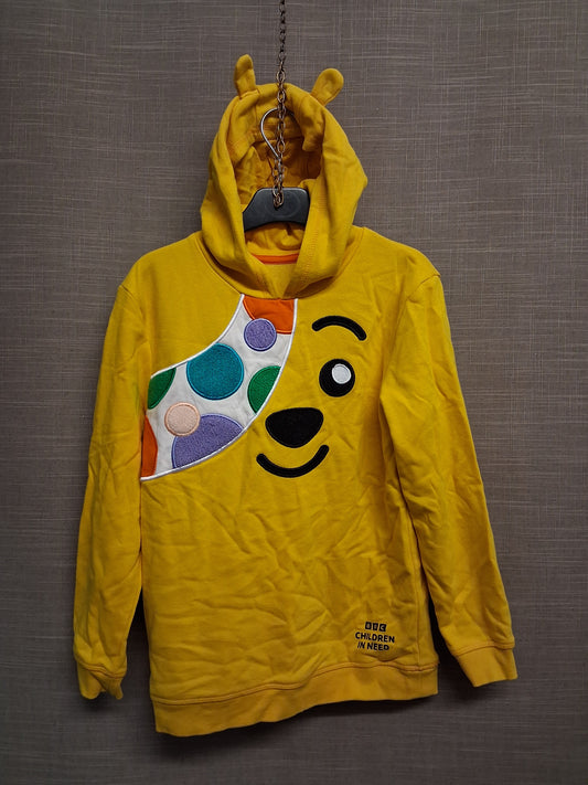 George Unisex "Pudsey" Children in Need Yellow Hoodie Long Sleeve Age 9-10 Years