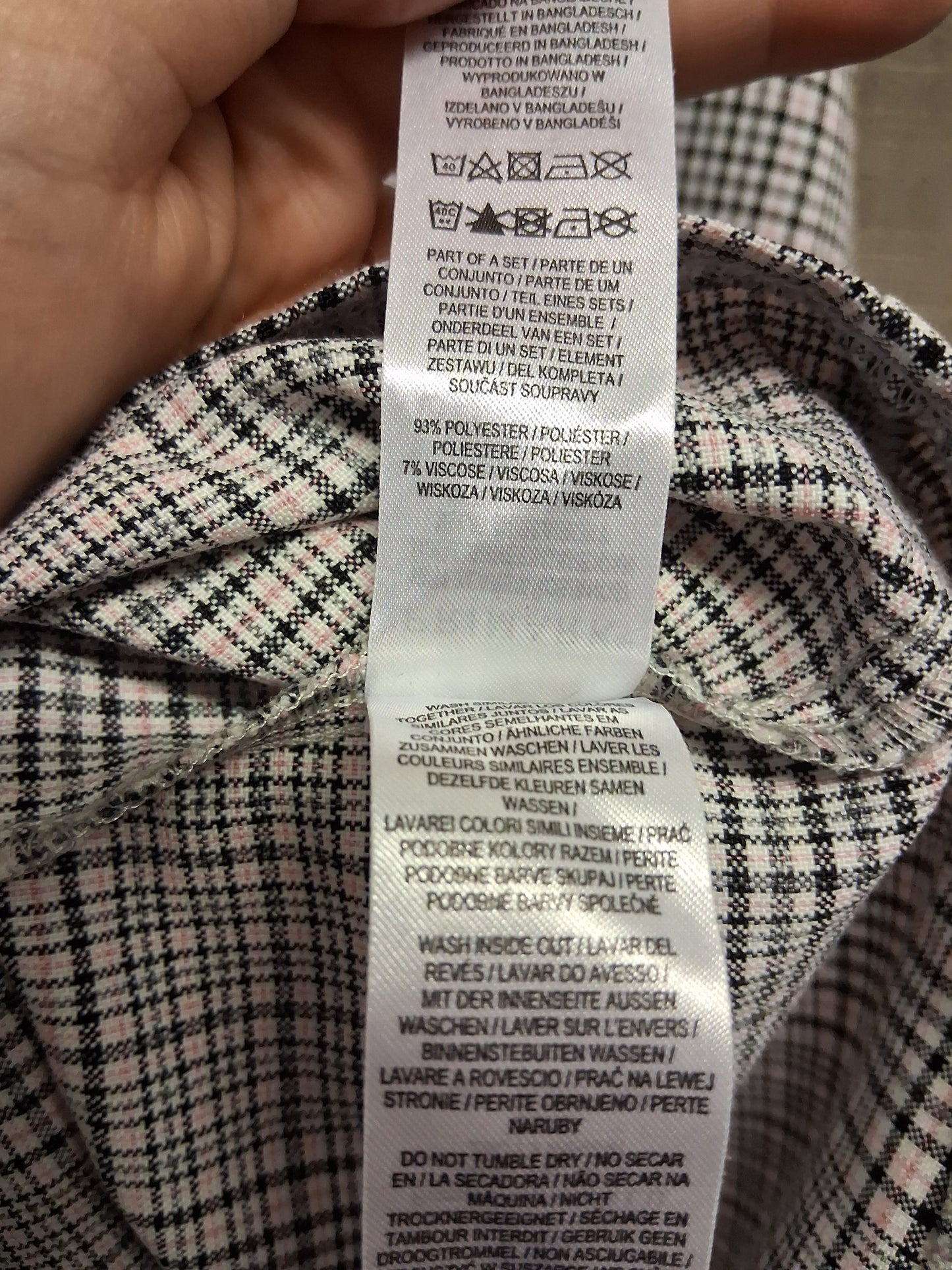 Primark Girls Beige Black Check Pinafore Dress Age 10-11 Years