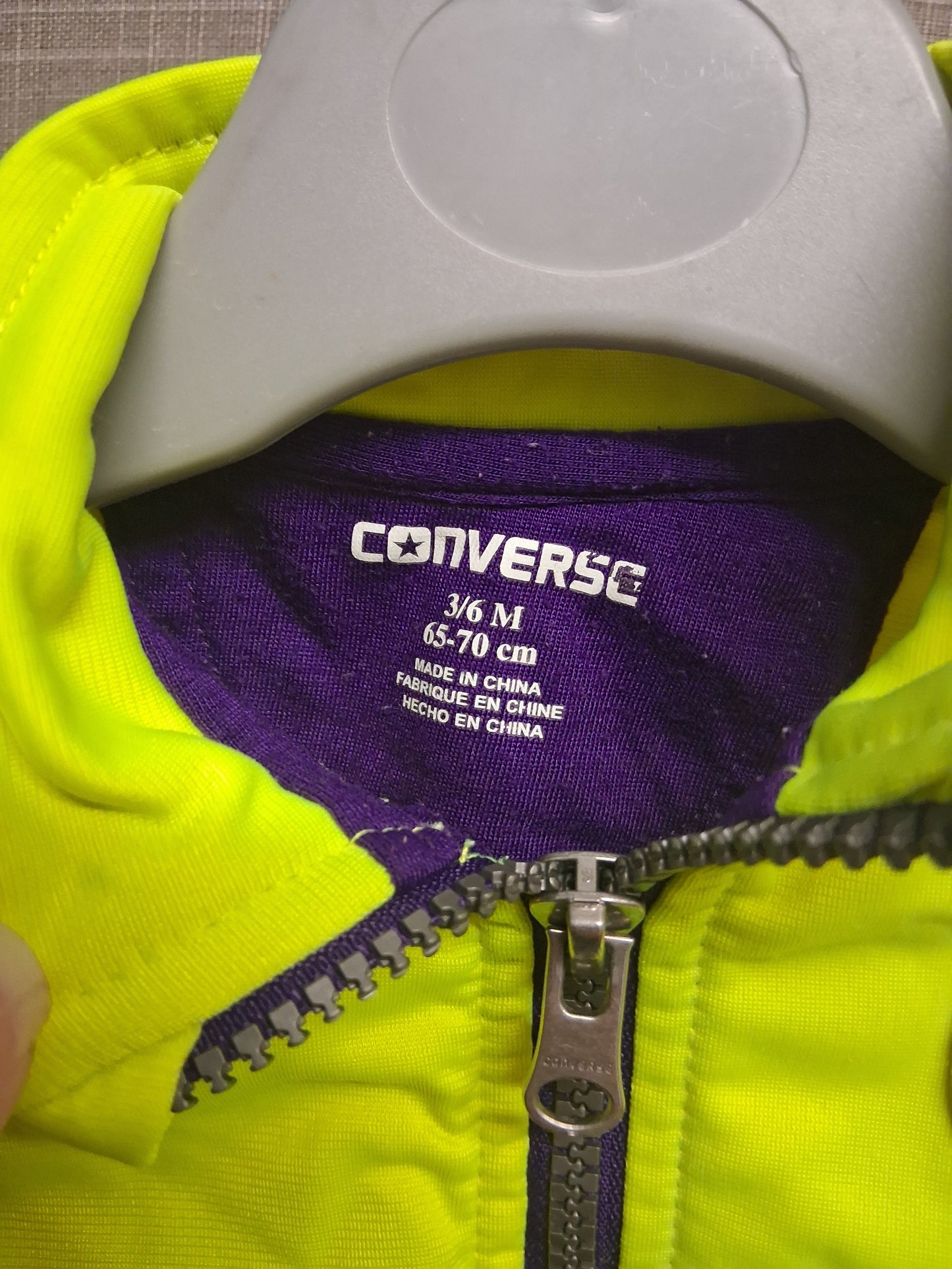 Converse Boys Neon Yellow Full Zip Jacket Age 3-6 Months