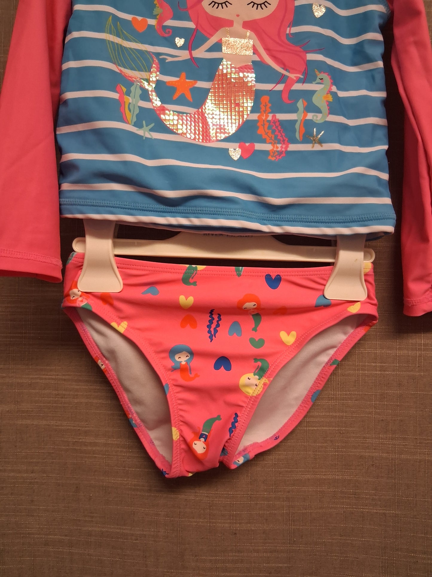 Peacocks Kids Girls Mermaid Swimsuit 2 Piece Long Sleeve Top Age 3-4 Years