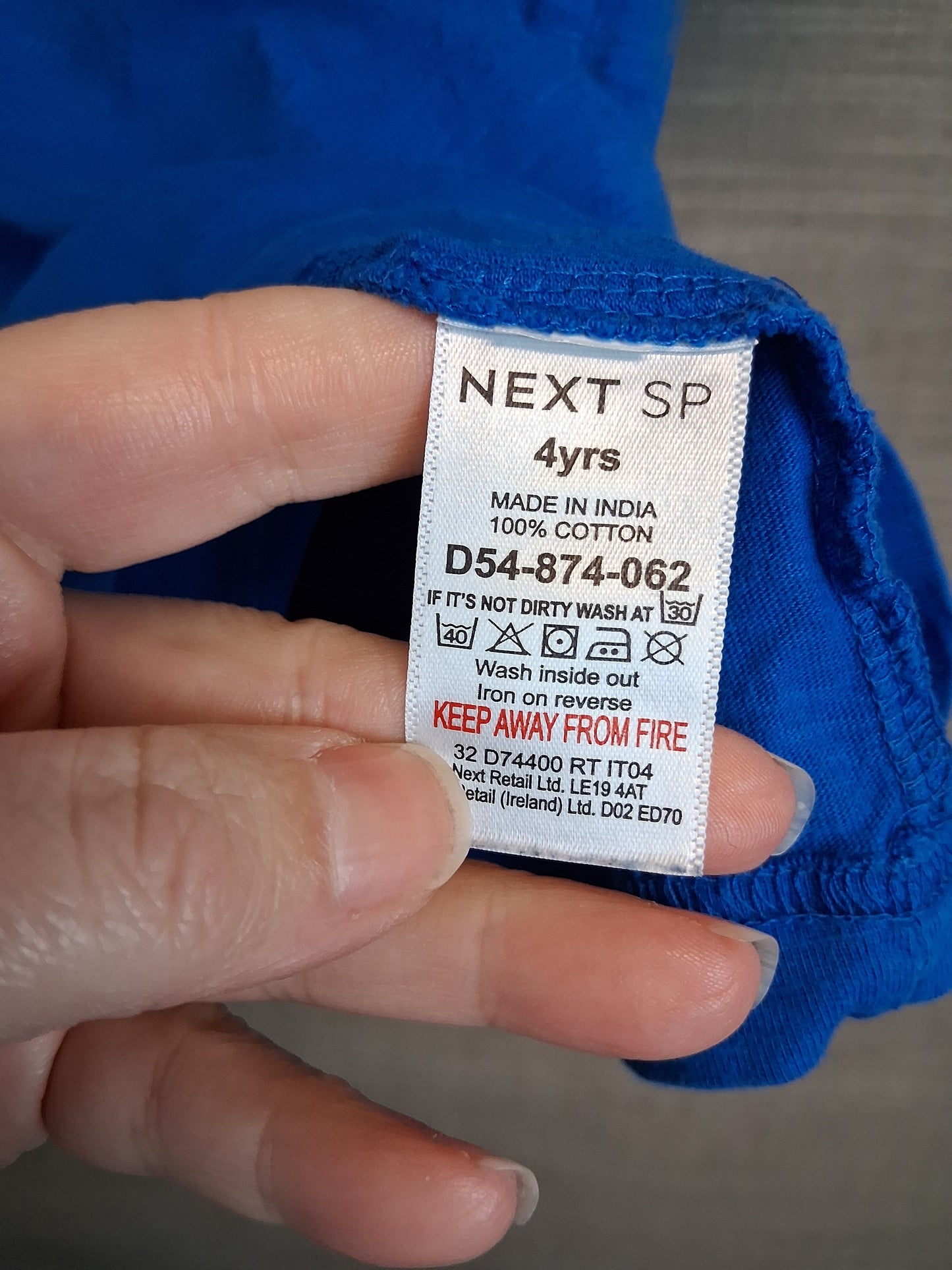 Next Boys Blue Short Sleeve T-Shirt Dinosaur Age 4 Years