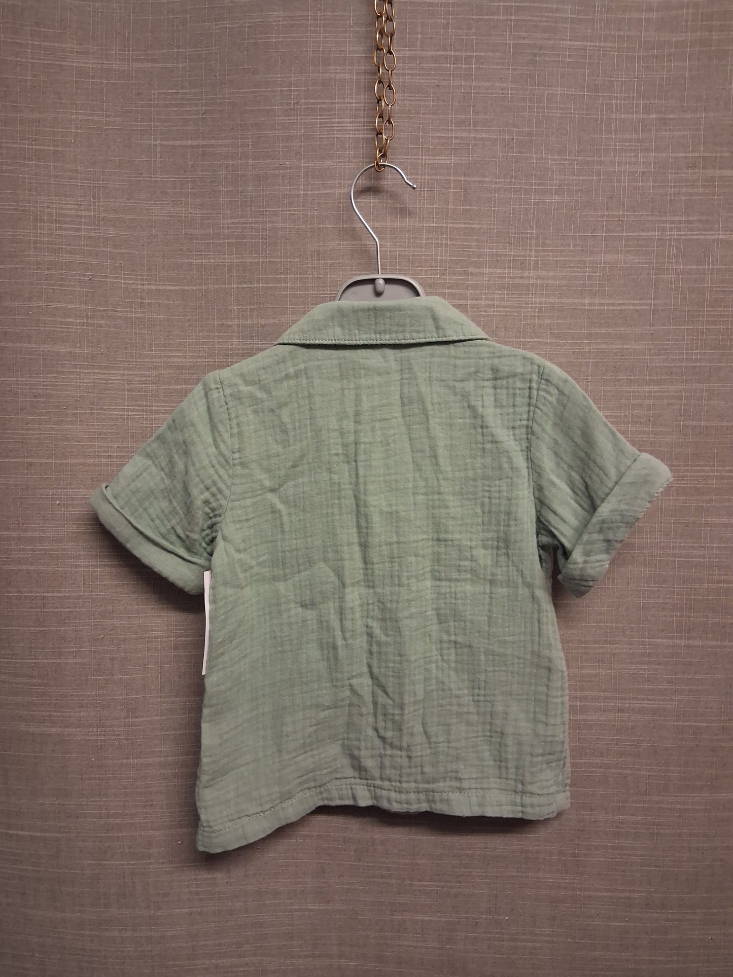 H&M Boys Green Short Sleeve Shirt Cheesecloth Summer Age 4-6 Months New Loose Fit