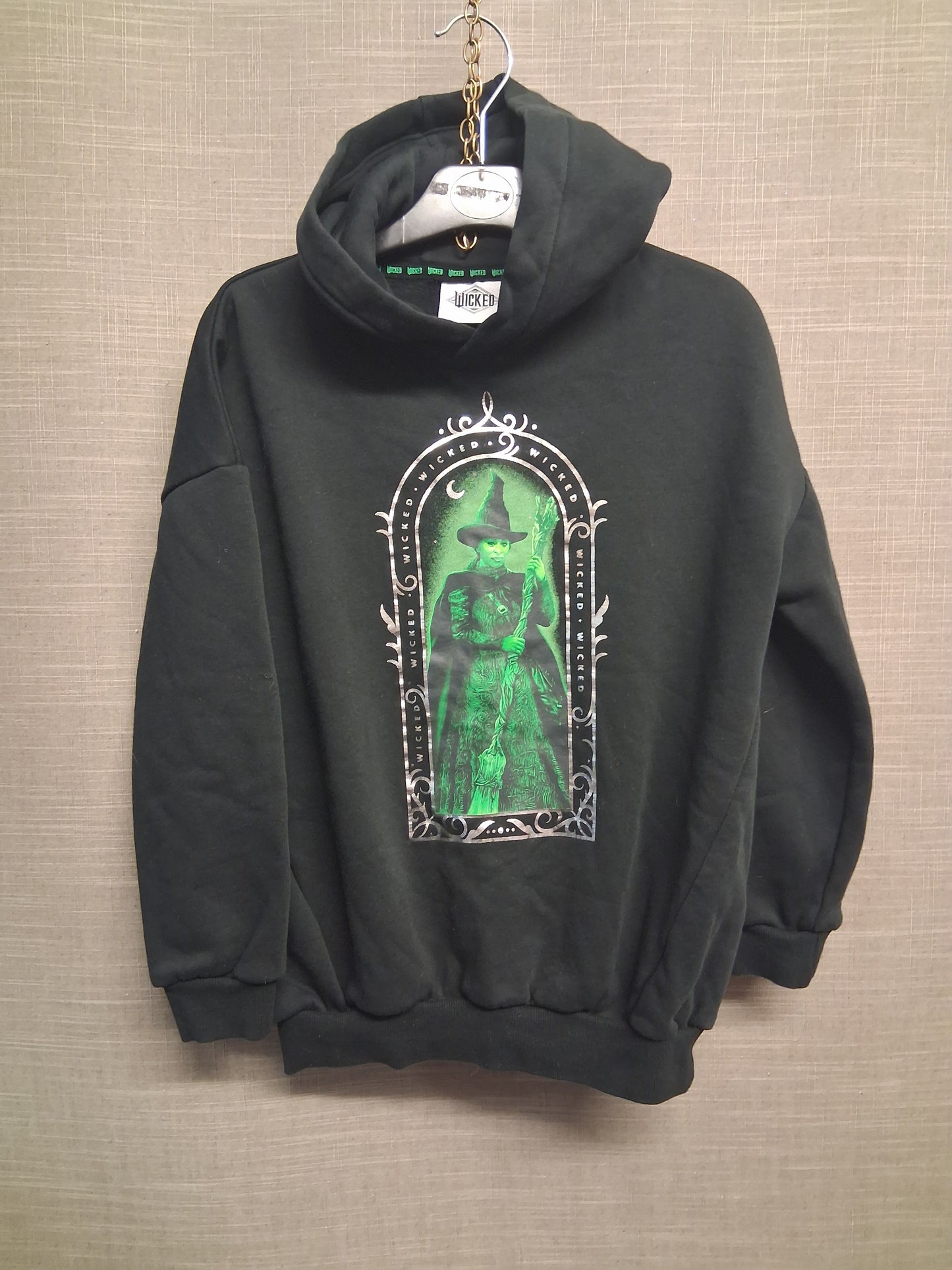 George Wicked Hoodie Elphaba Graphic Black Spellout on Back  Age 7-8 Years