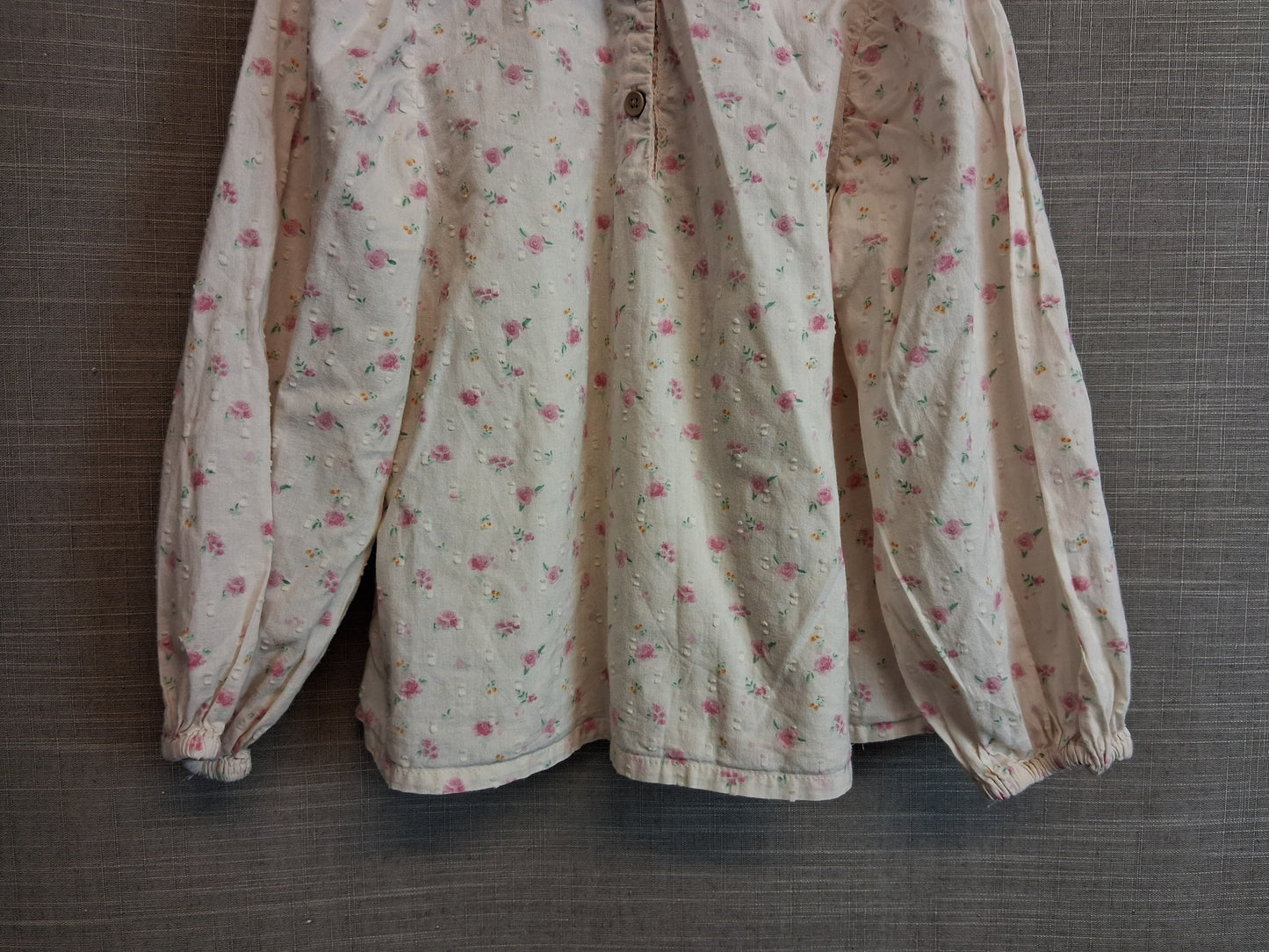 Next Girls Peter Pan Collar Blouse Cream Floral Long Sleeve Age 5-6 Years