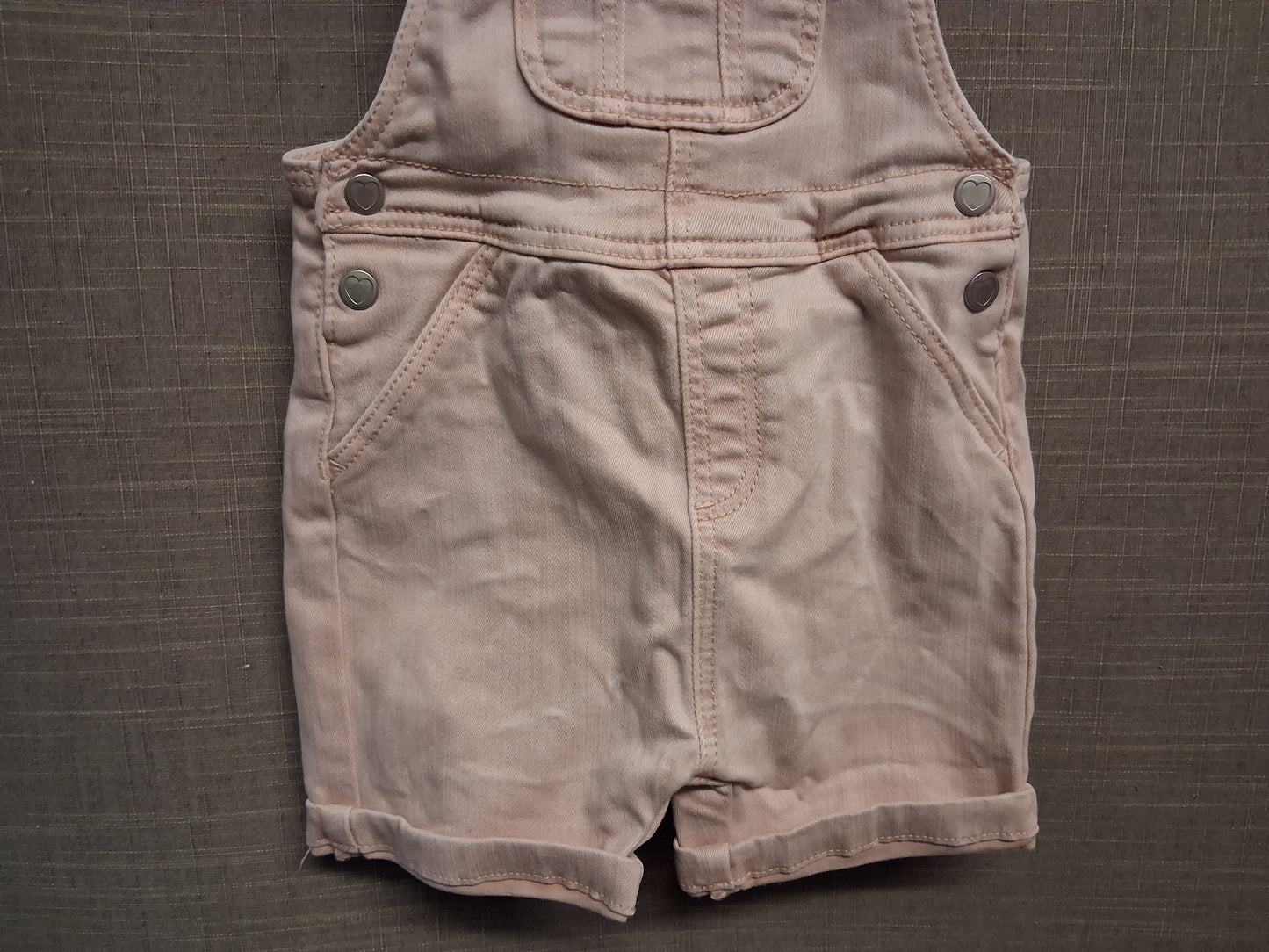 George Girls Pink Denim Dungaree Shorts One Piece Age 9-12 Months