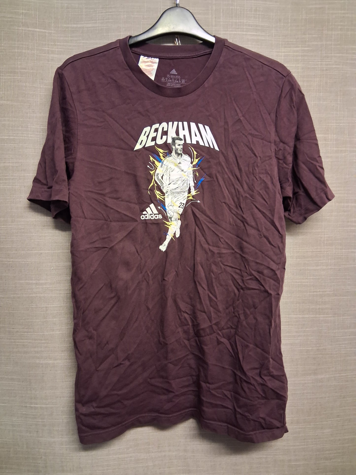 Adidas Boys Burgundy David Beckham Short Sleeve T-Shirt Age 15-16 Years