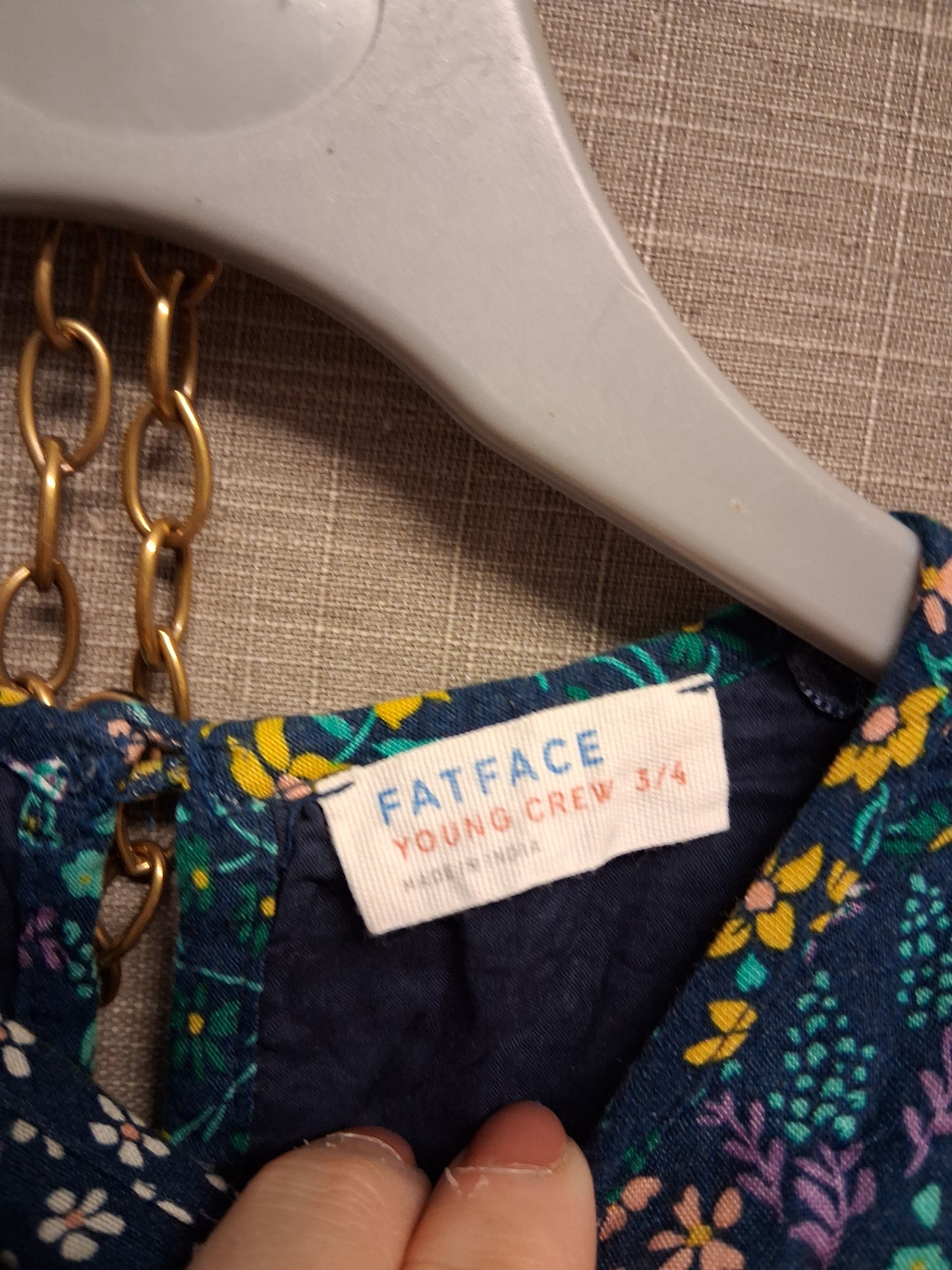 Fatface Girls Green Floral Long Sleeve Dress Age 3-4 Years